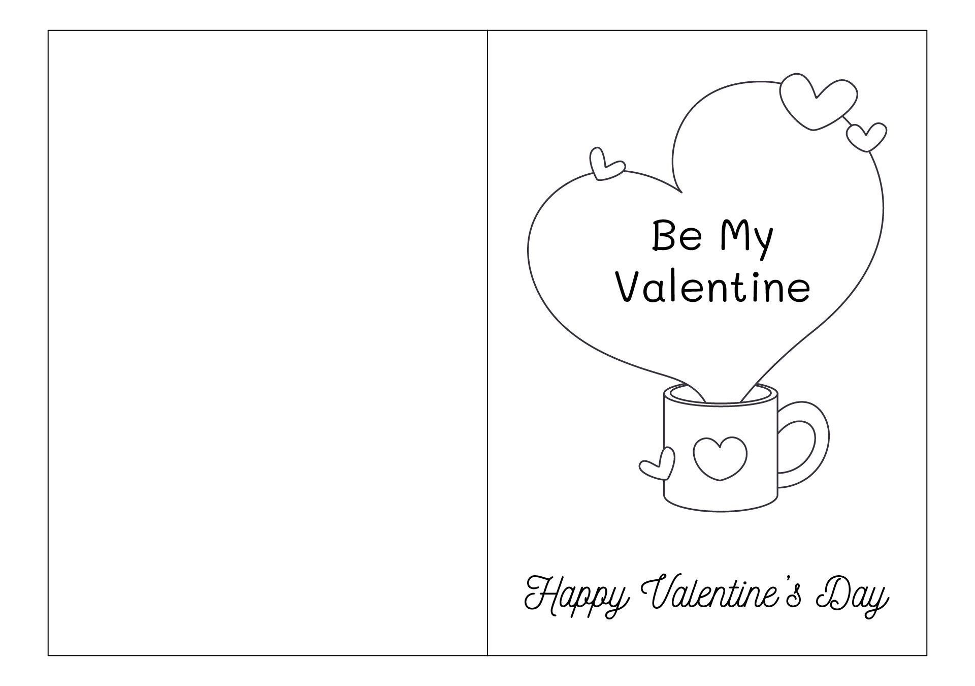 Be My Valentine Bear Coloring Foldable Card