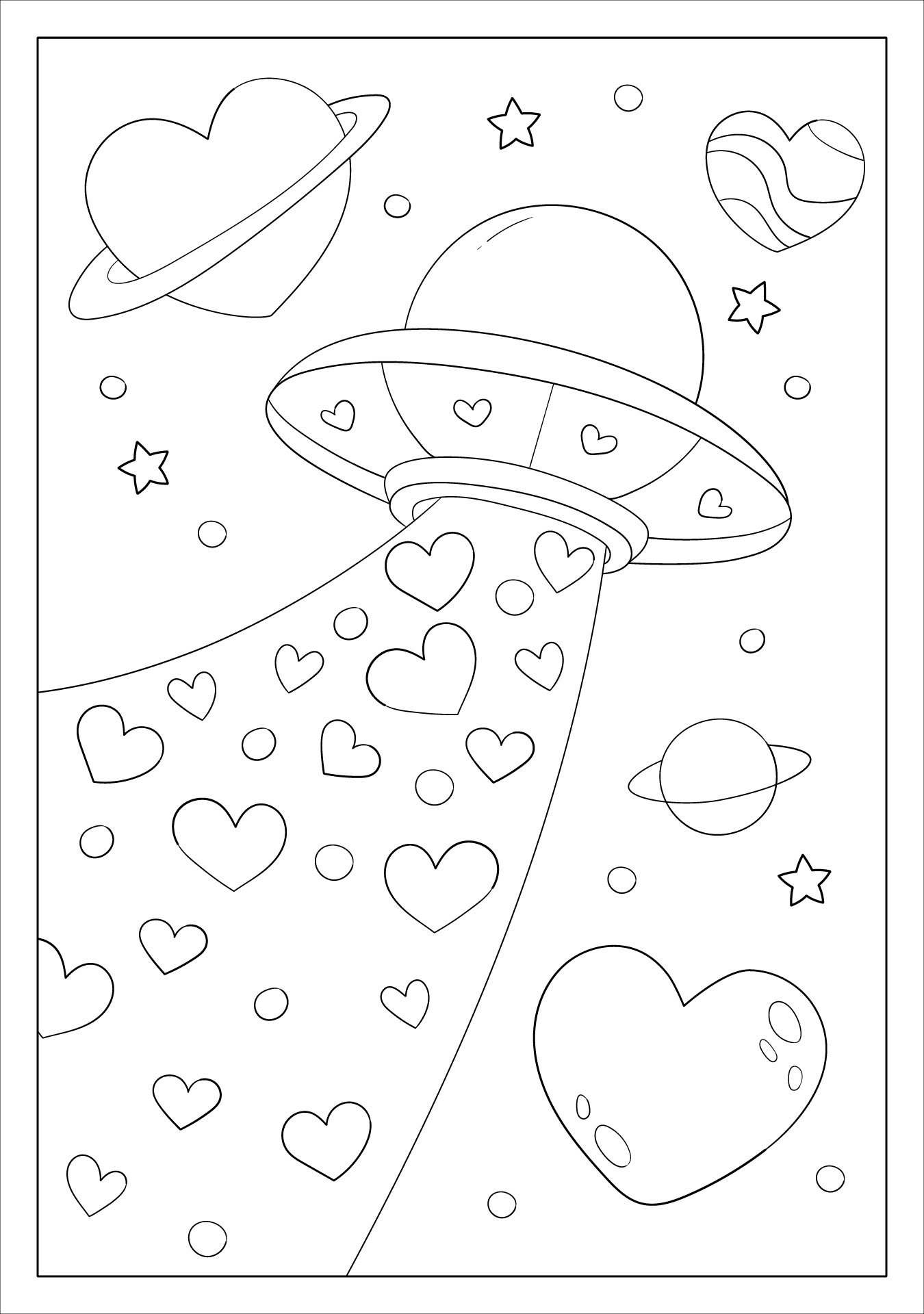Space Valentines Day Coloring Page