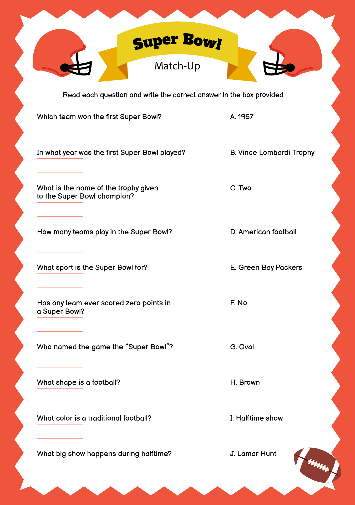 Super Bowl History Trivia Party Game
