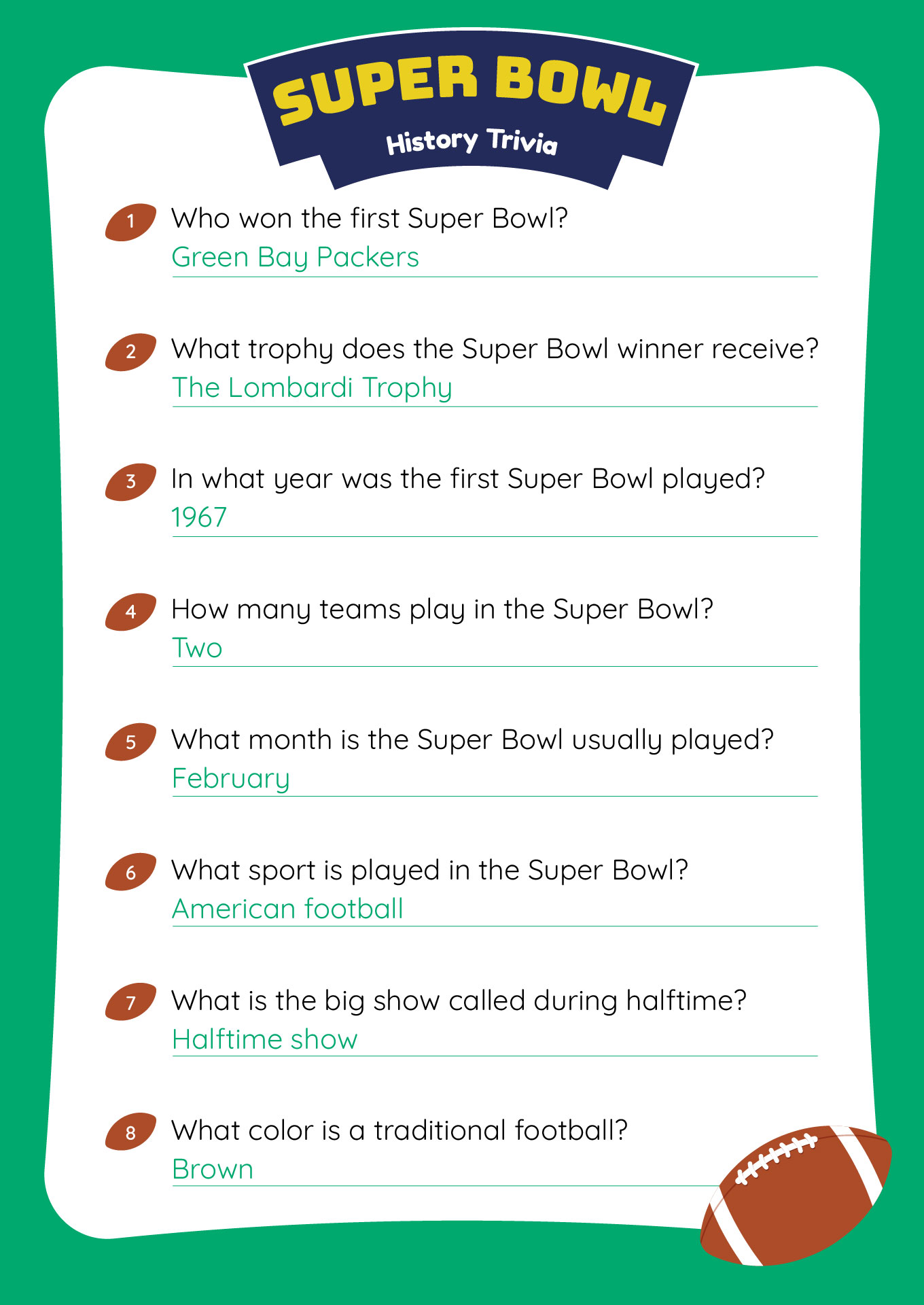 Super Bowl Trivia With Answers