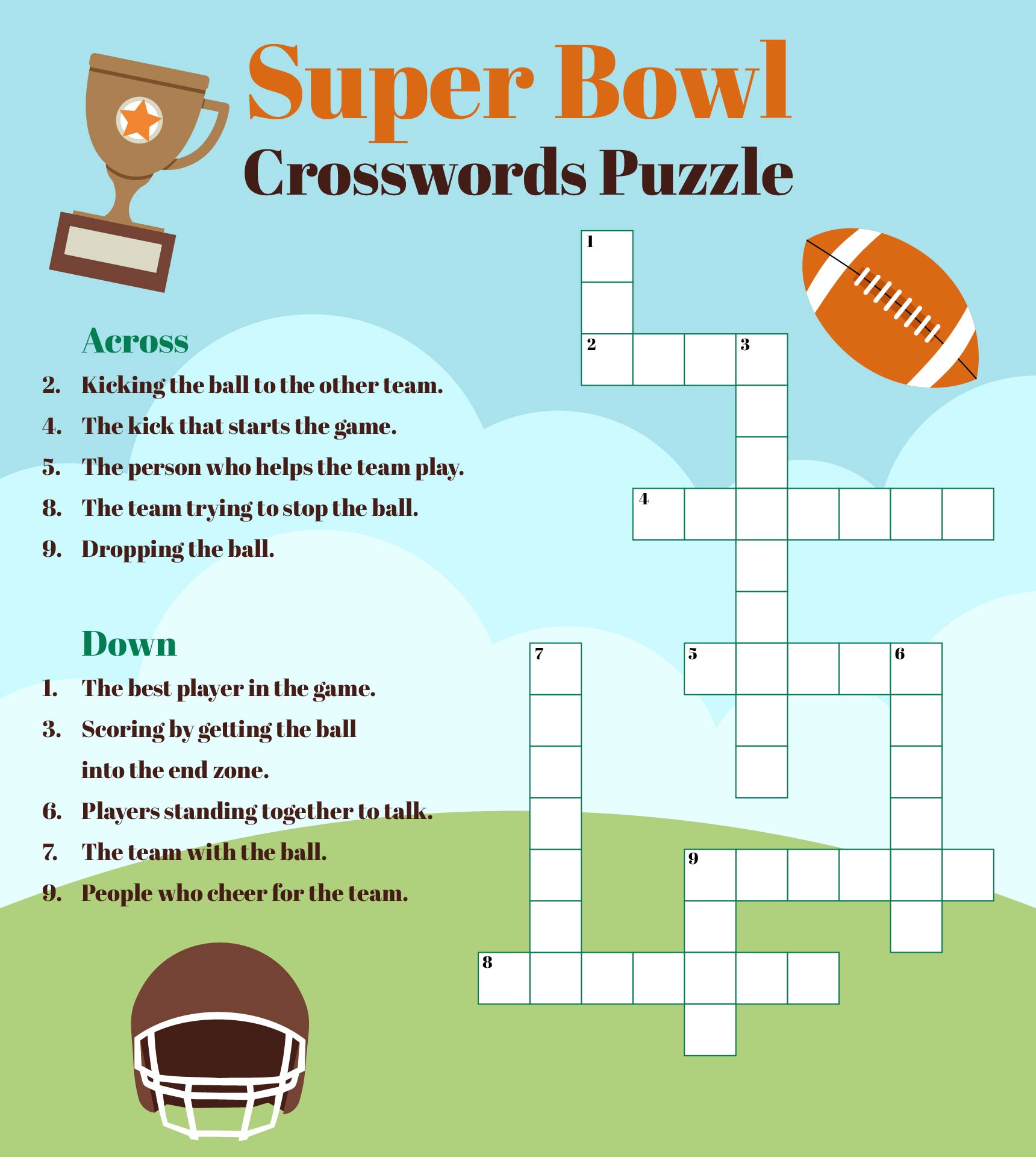 Super Bowl Crosswords Puzzle Activity