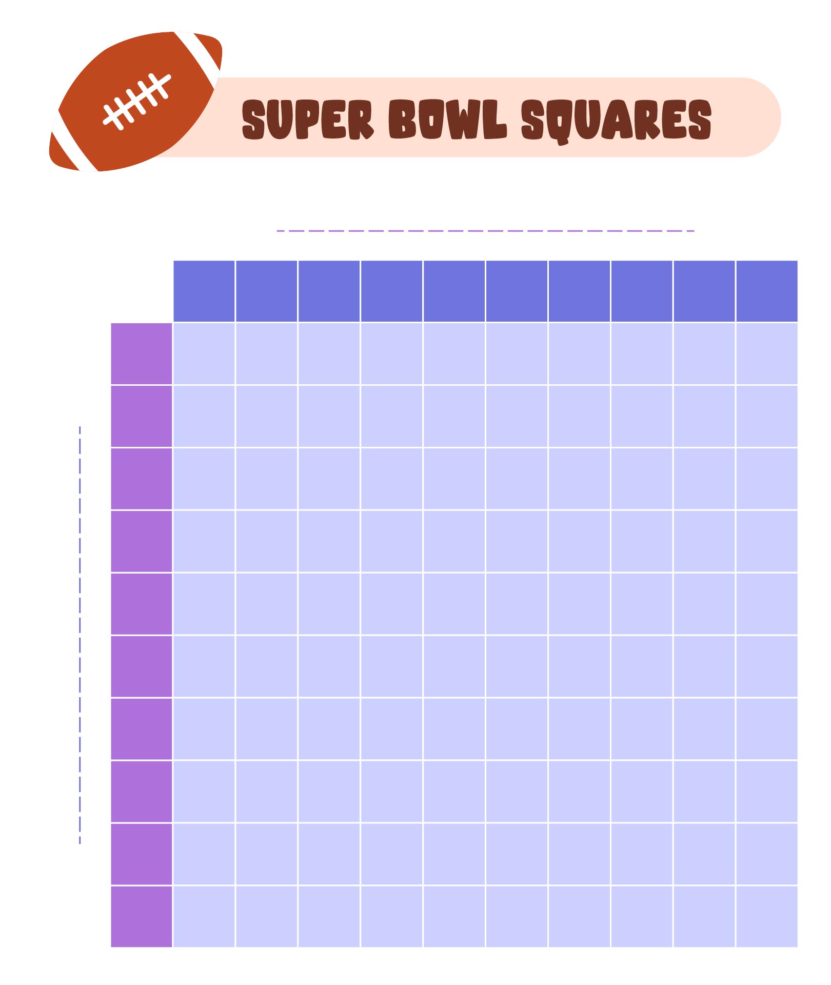 Super Bowl Squares Template
