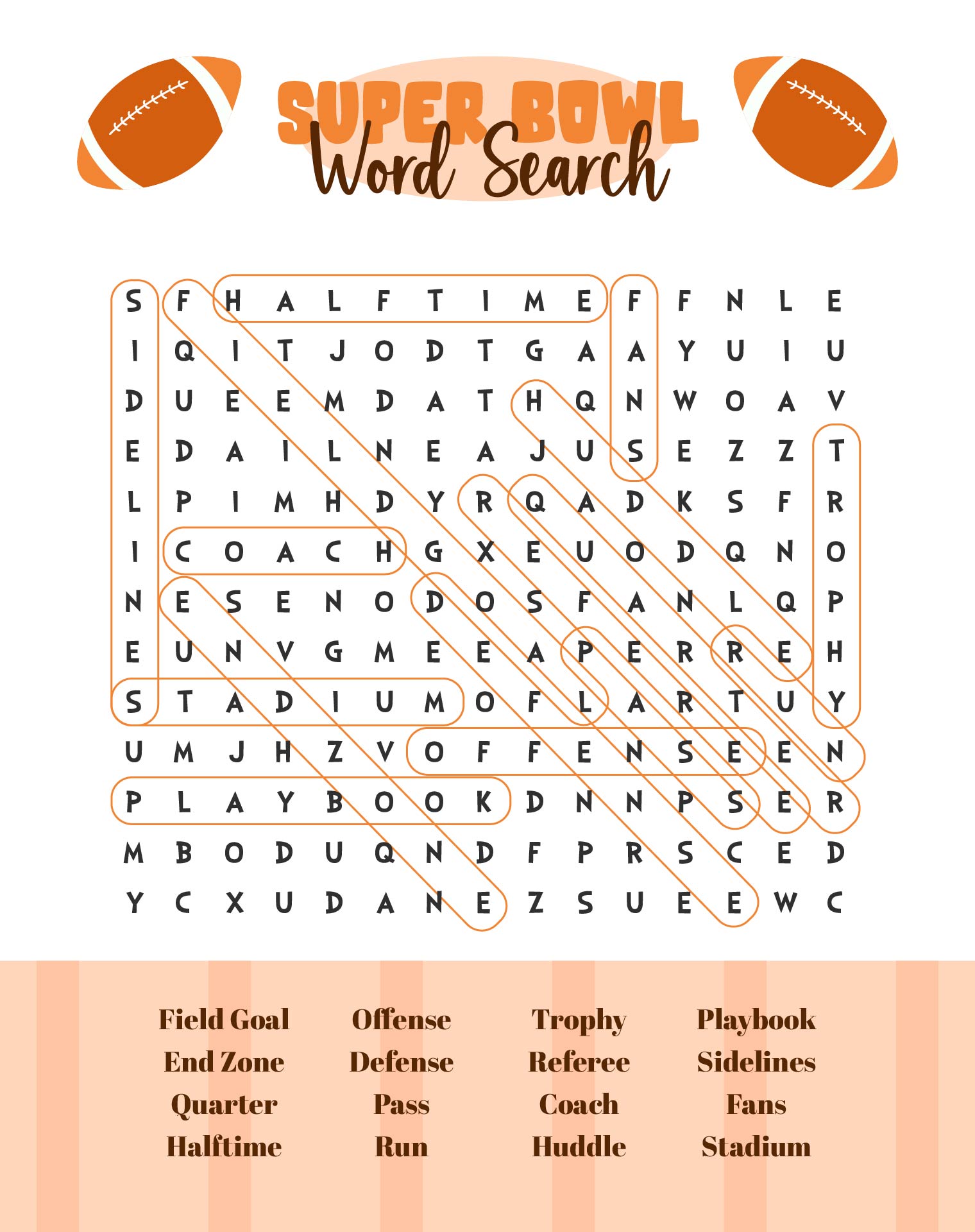Super Bowl Word Search With Answers