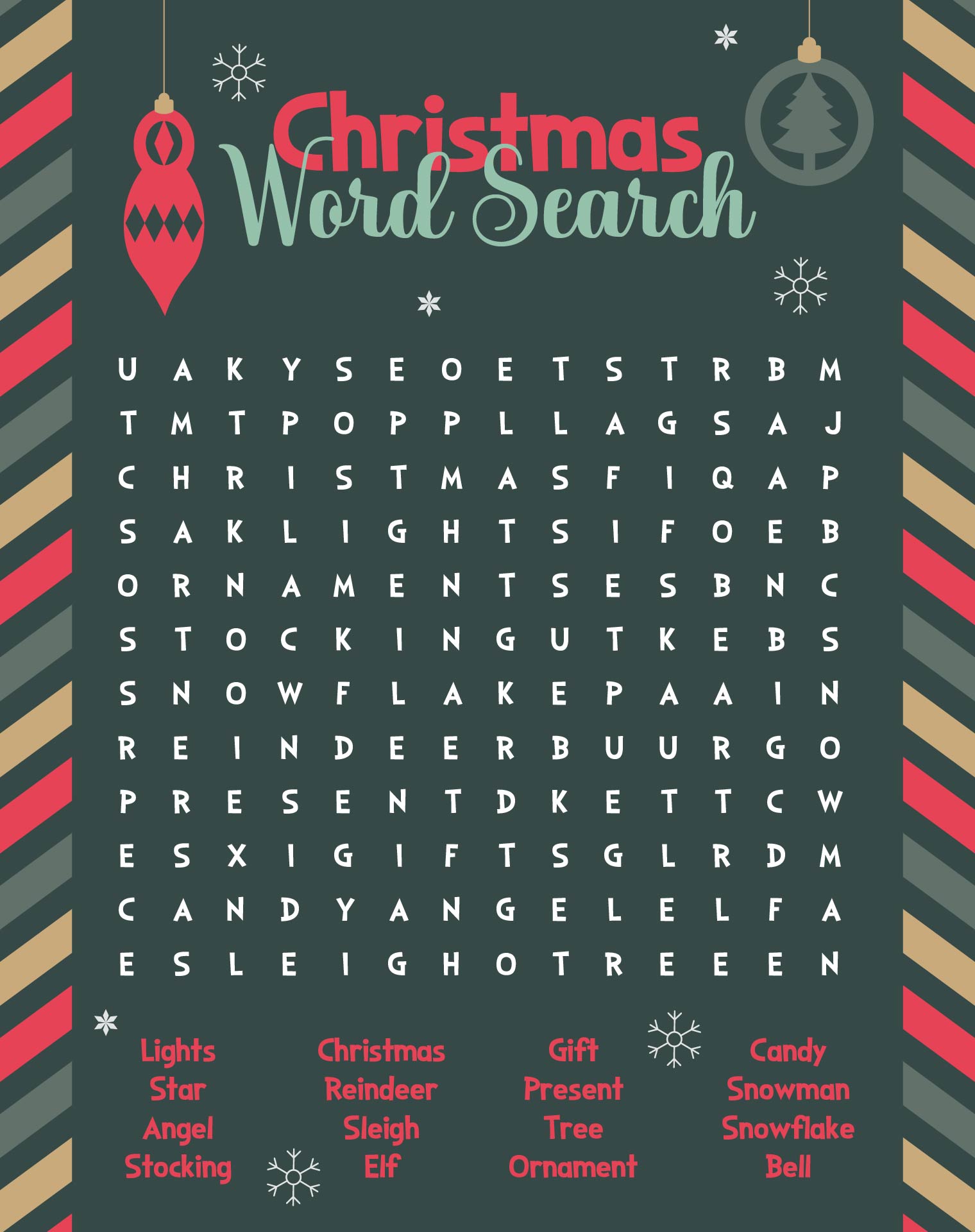 Christmas Holiday Traditions Puzzle Printable