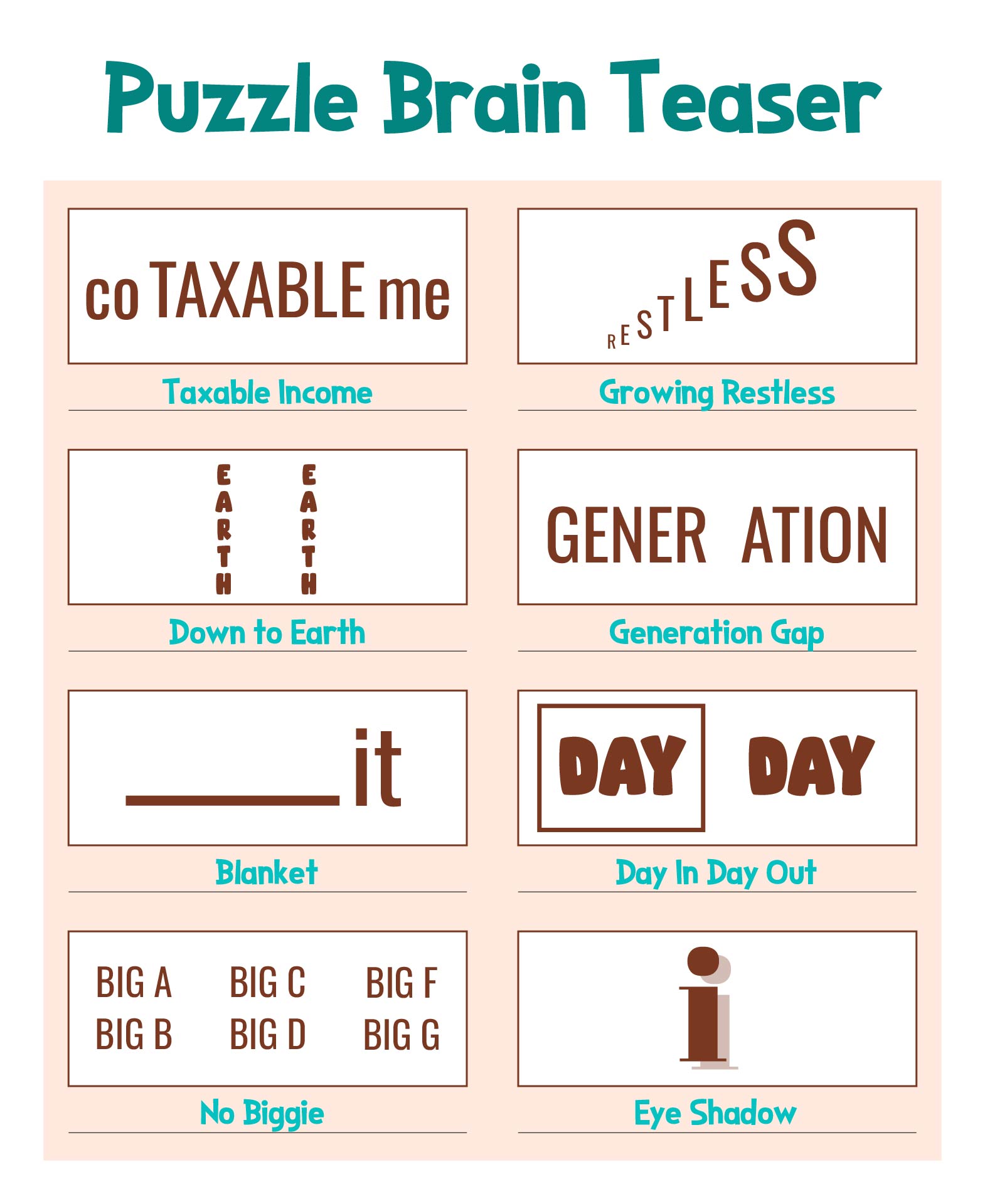 Senior Printable Puzzle Brain Teaser With Answer