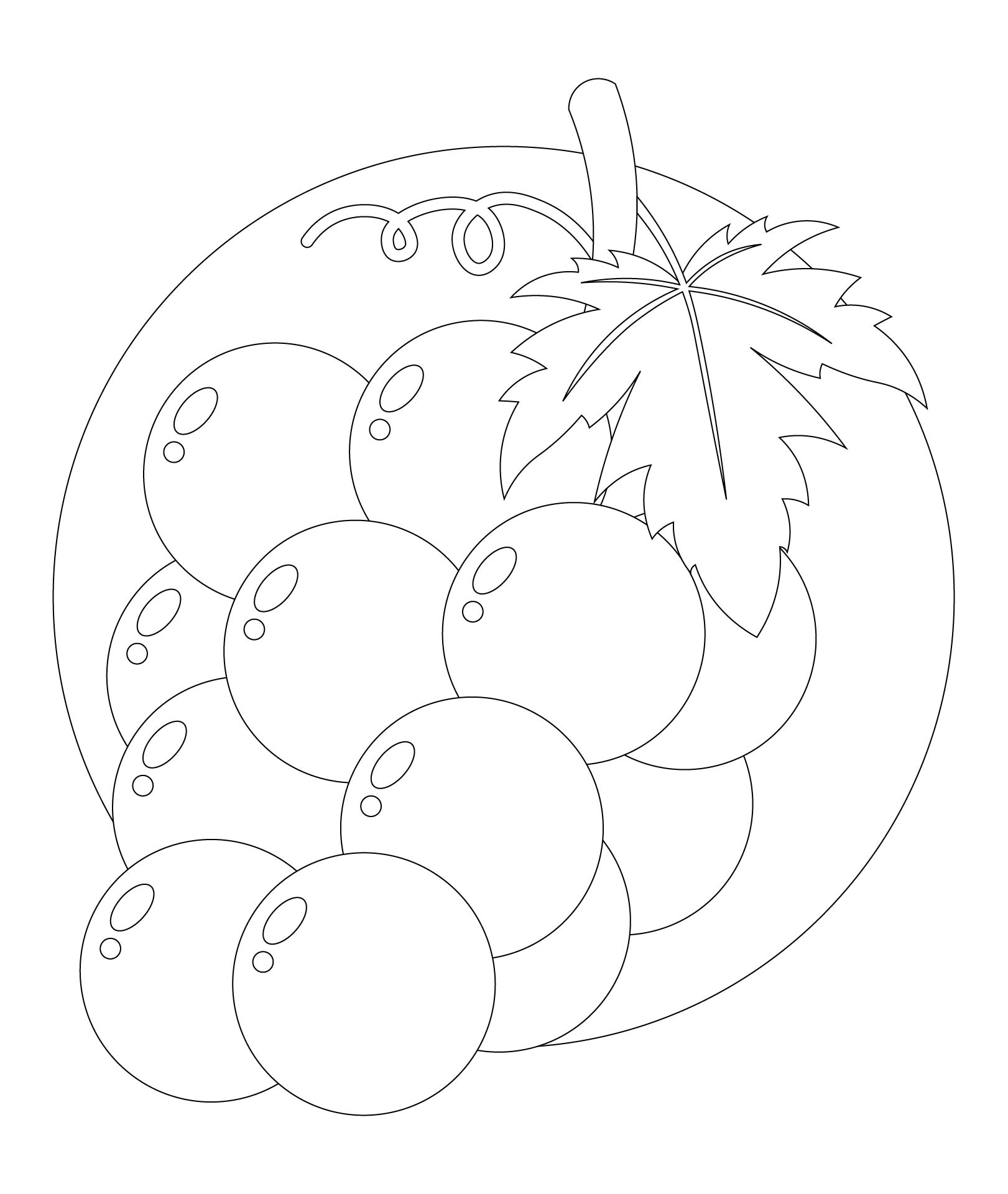 Grapes Coloring Page Activity