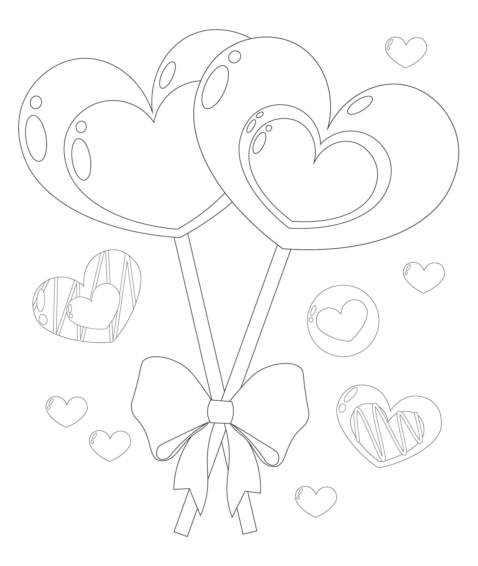 Adorable Coloring Heart Page For Valentines Day