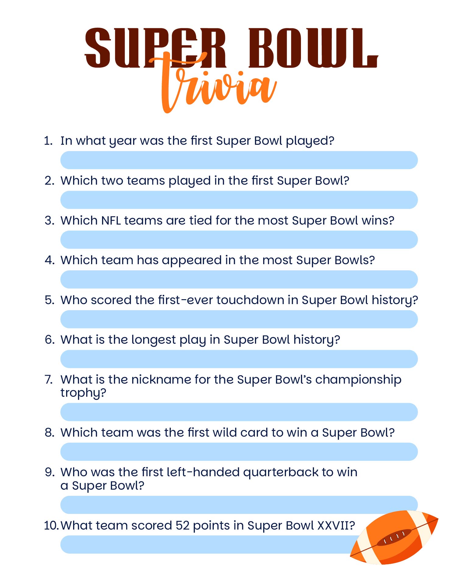 The Ultimate Superbowl Trivia Game