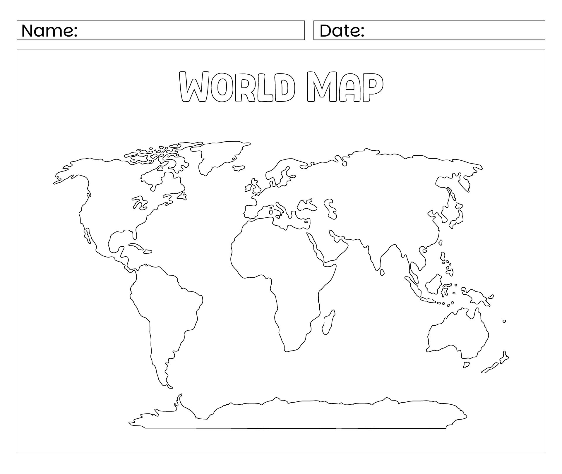 Primary School World Map Template Primary School World Map Template