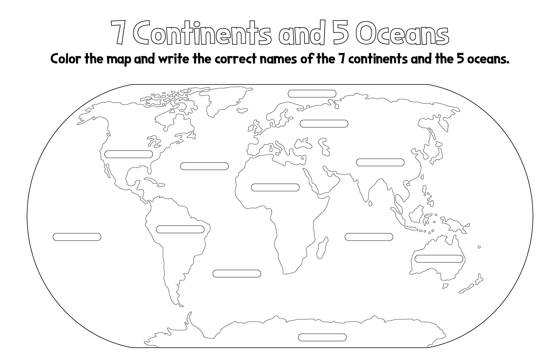 7 Continents And 5 Oceans Printable Map 7 Continents And 5 Oceans Printable Map