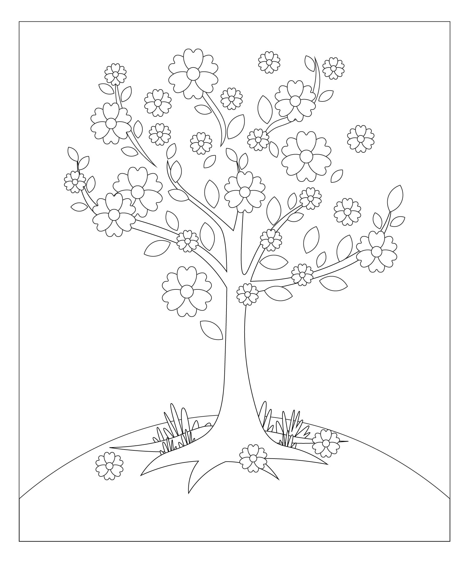 Printable Spring Trees Coloring Pages Printable Spring Trees Coloring Pages