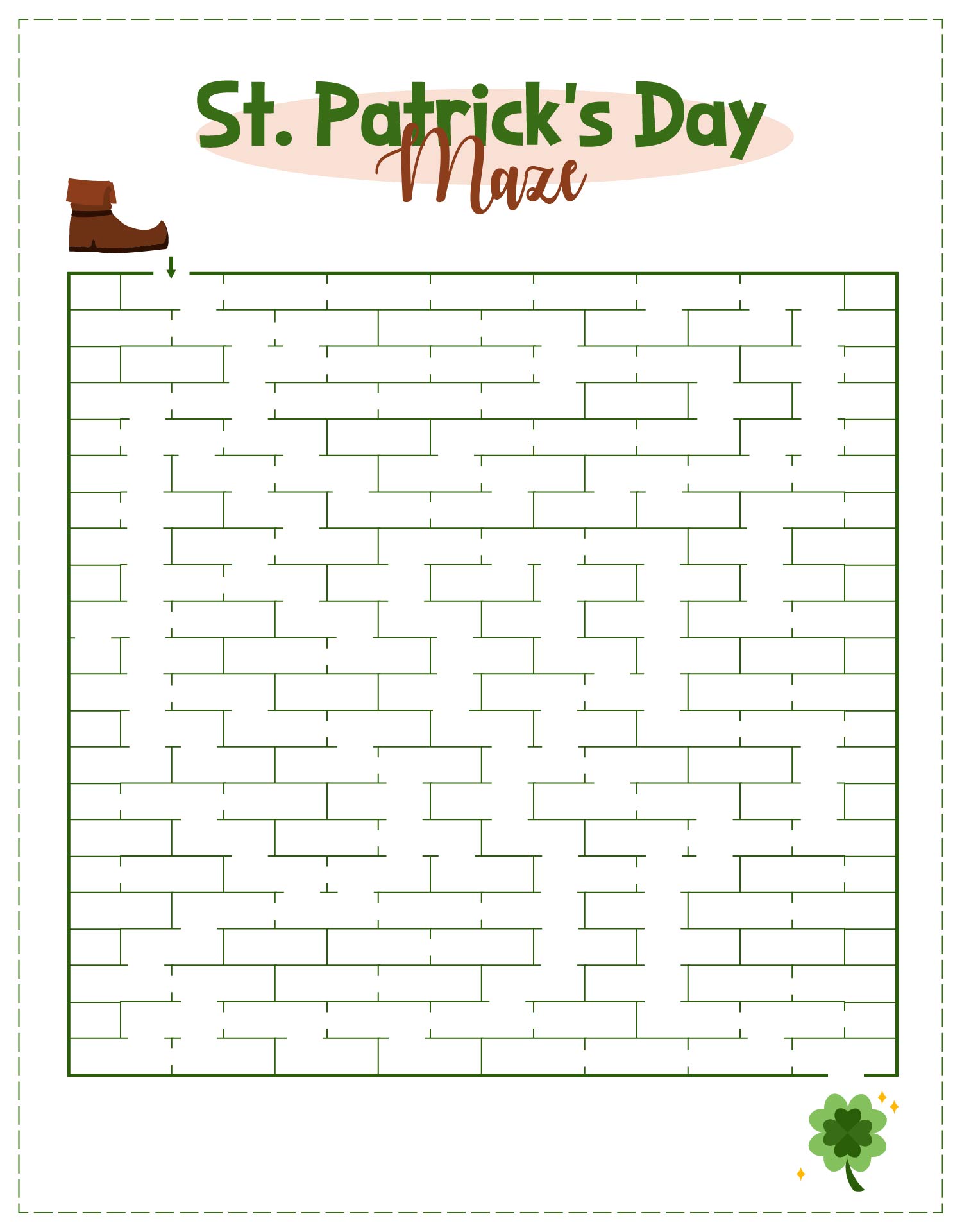 Adult St. Patricks Day Mazes and Puzzles