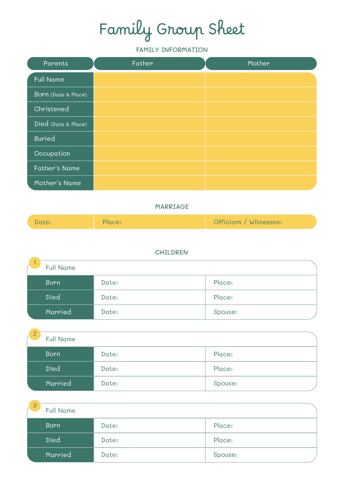 Ancestry Family Group Sheets Printable Ancestry Family Group Sheets Printable