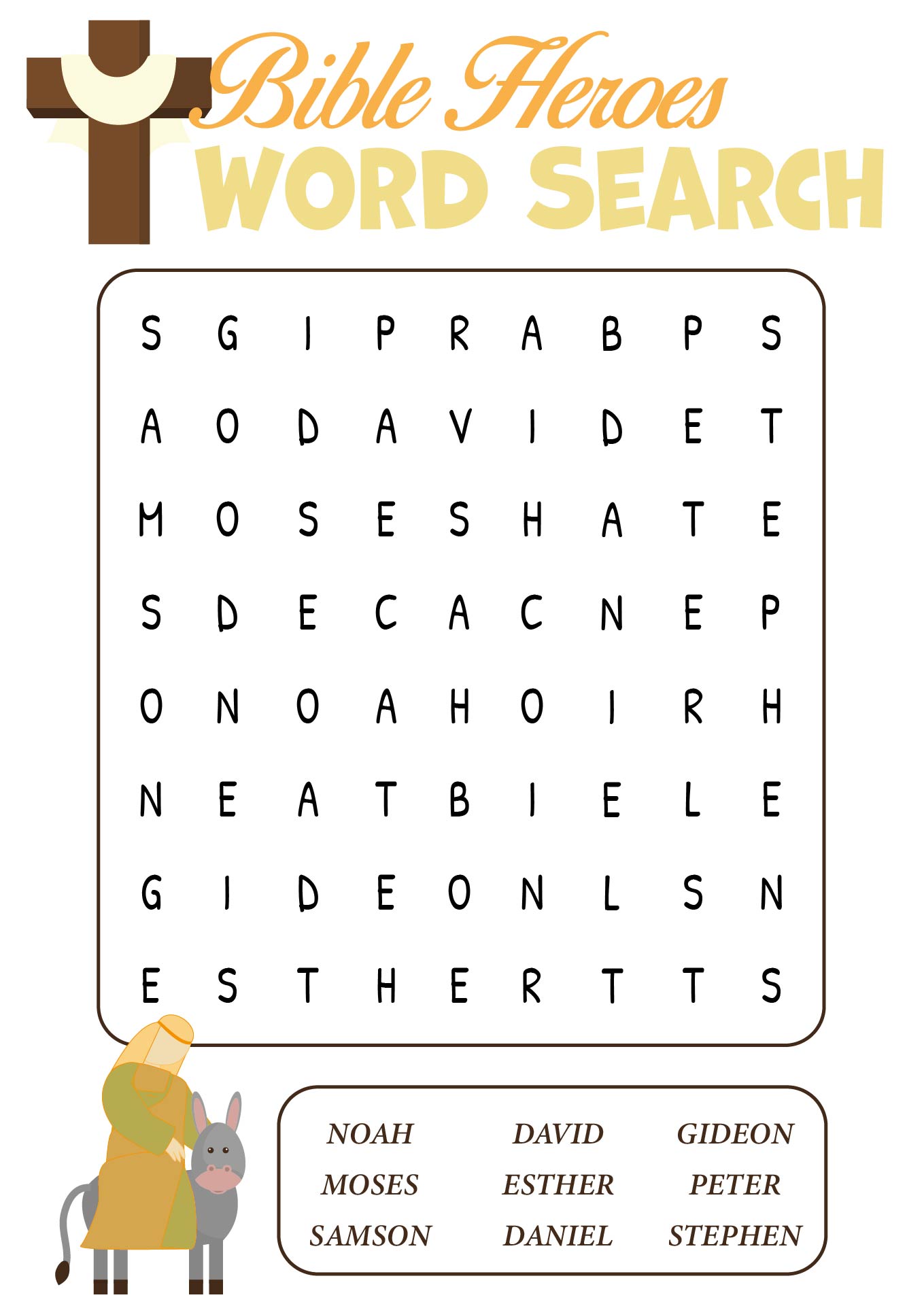 Bible Heroes Word Search Activity Sheets