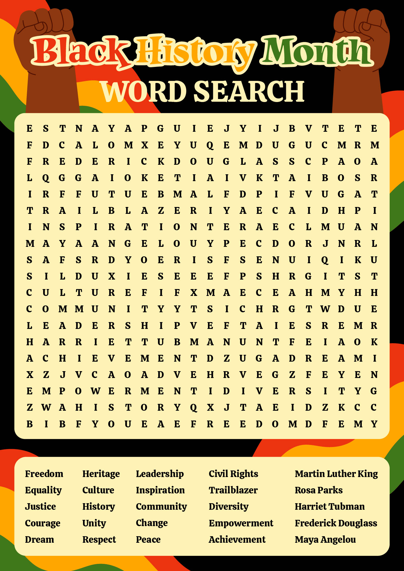 Black History Month Word Search Games for Families