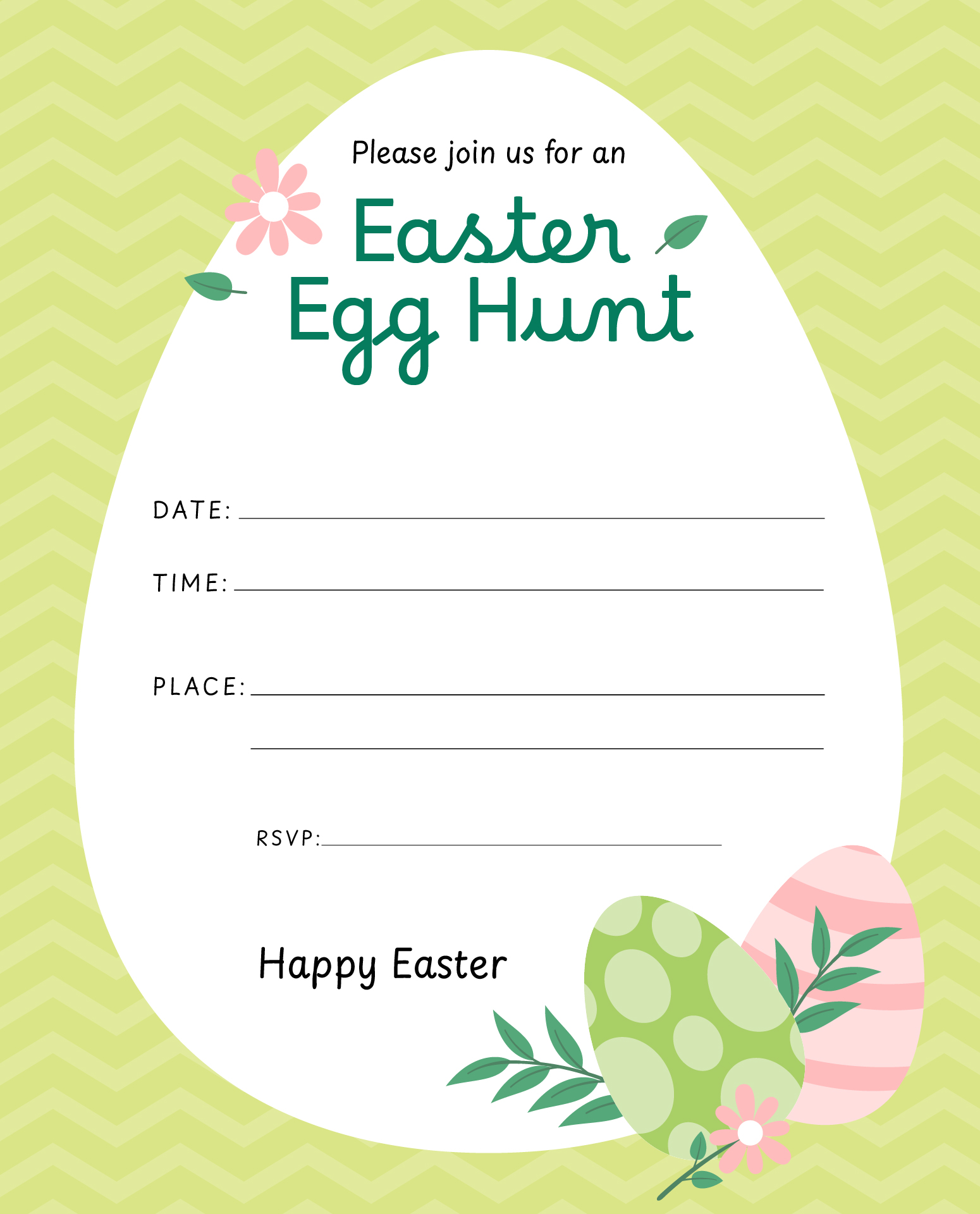 Chevron Pattern Easter Invitations