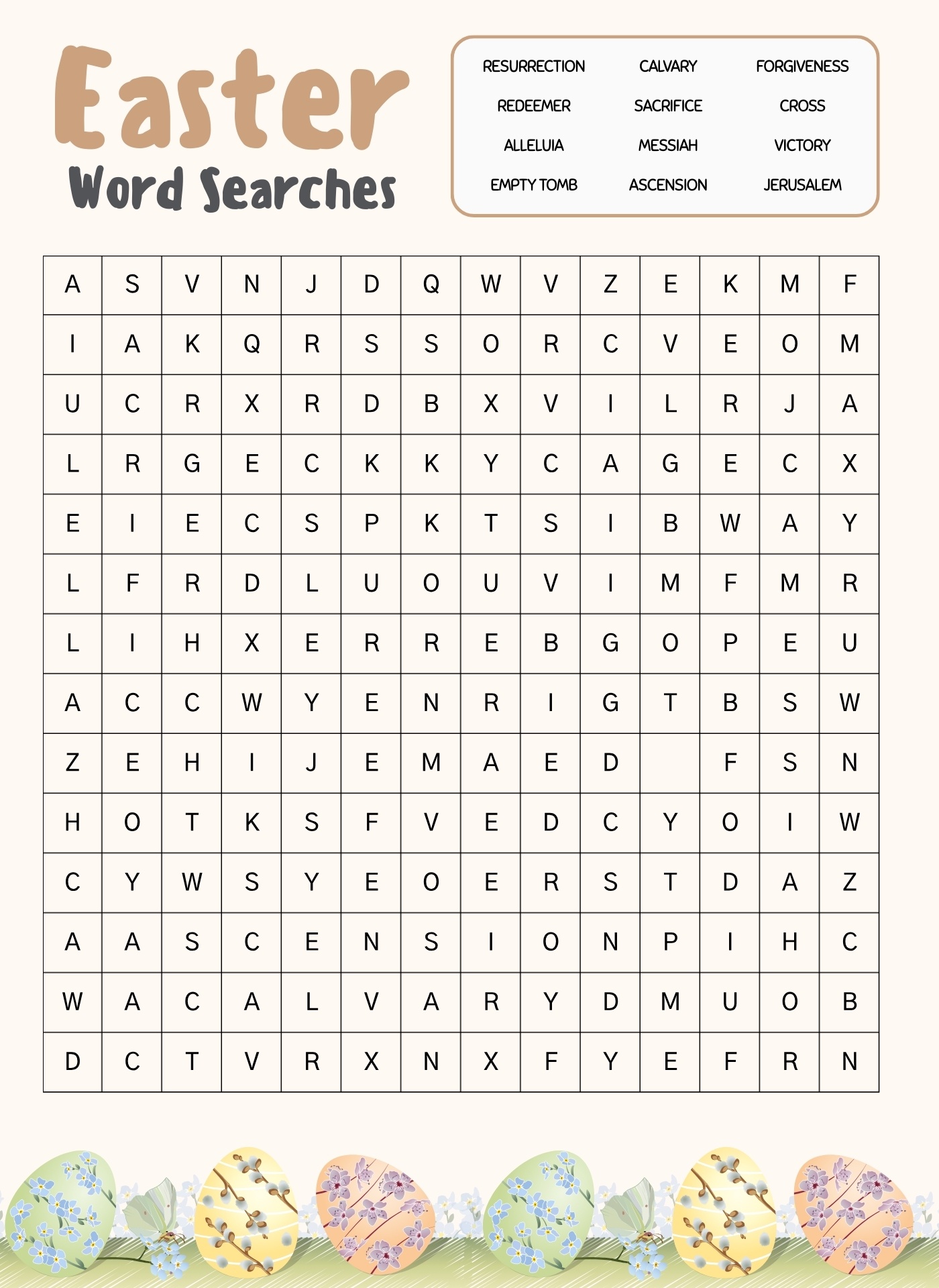 Christian Easter Word Searches