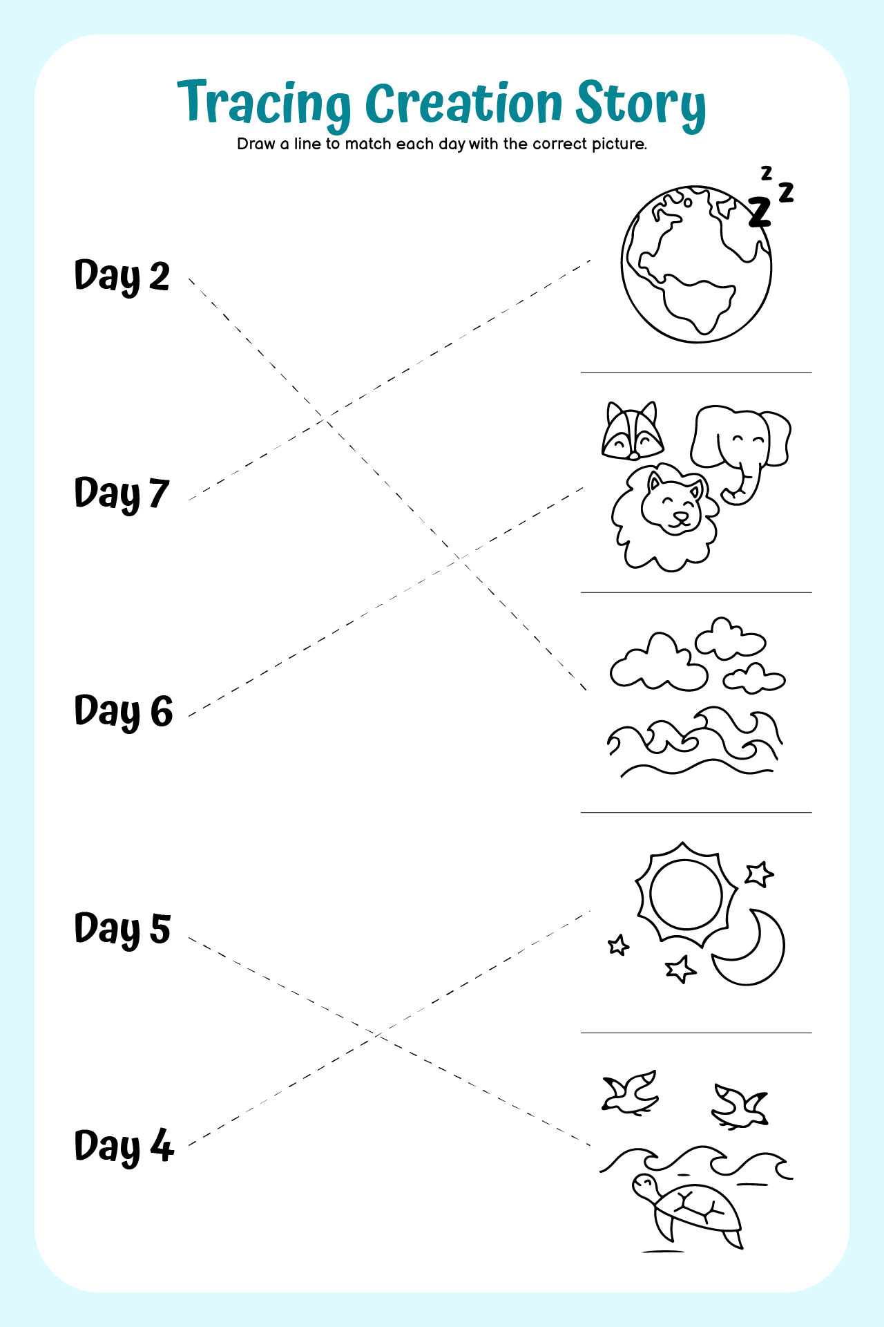 Tracing Creation Story For Kids Tracing Creation Story For Kids