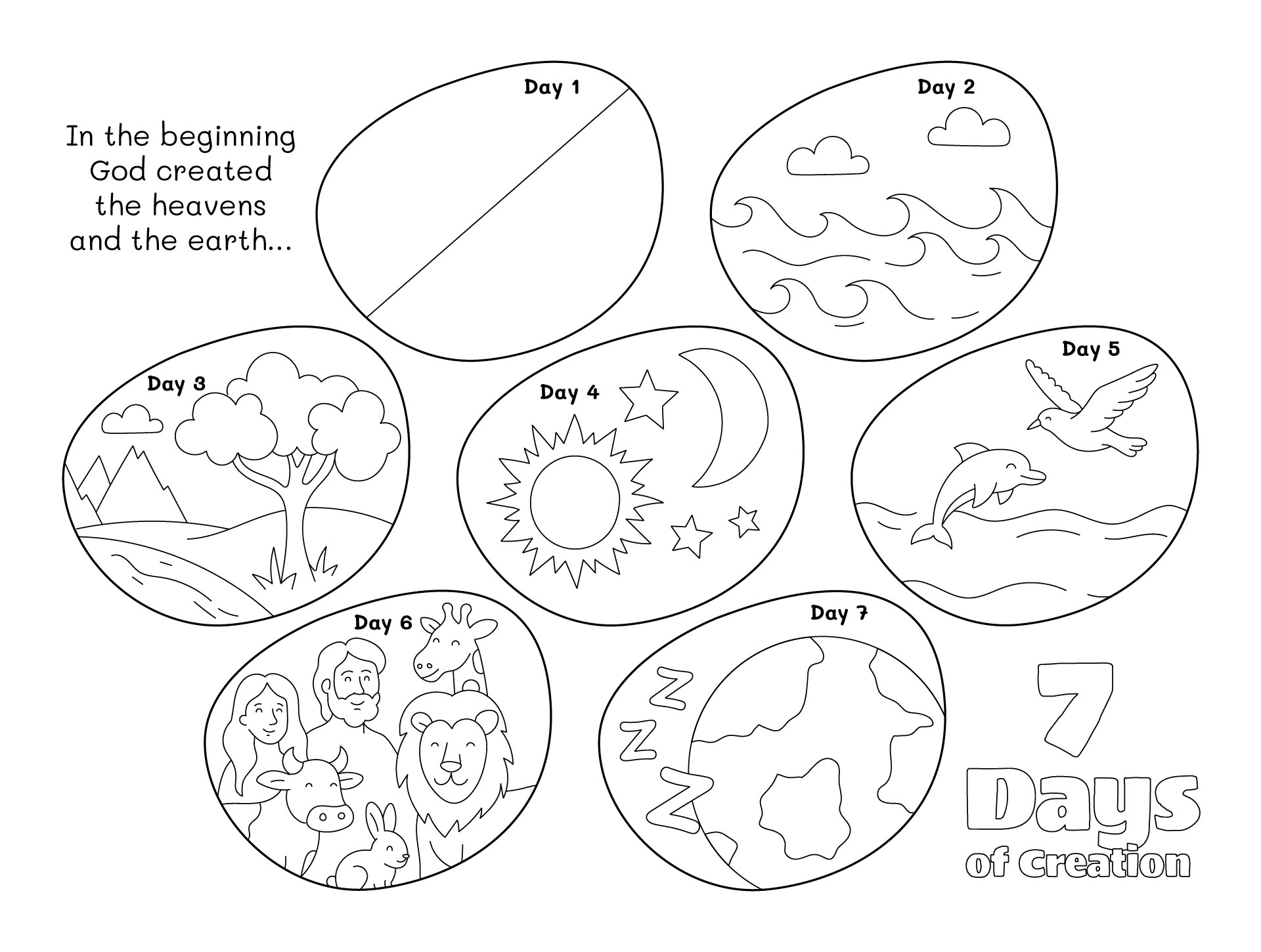 Creation Day Coloring Page For Kids Creation Day Coloring Page For Kids