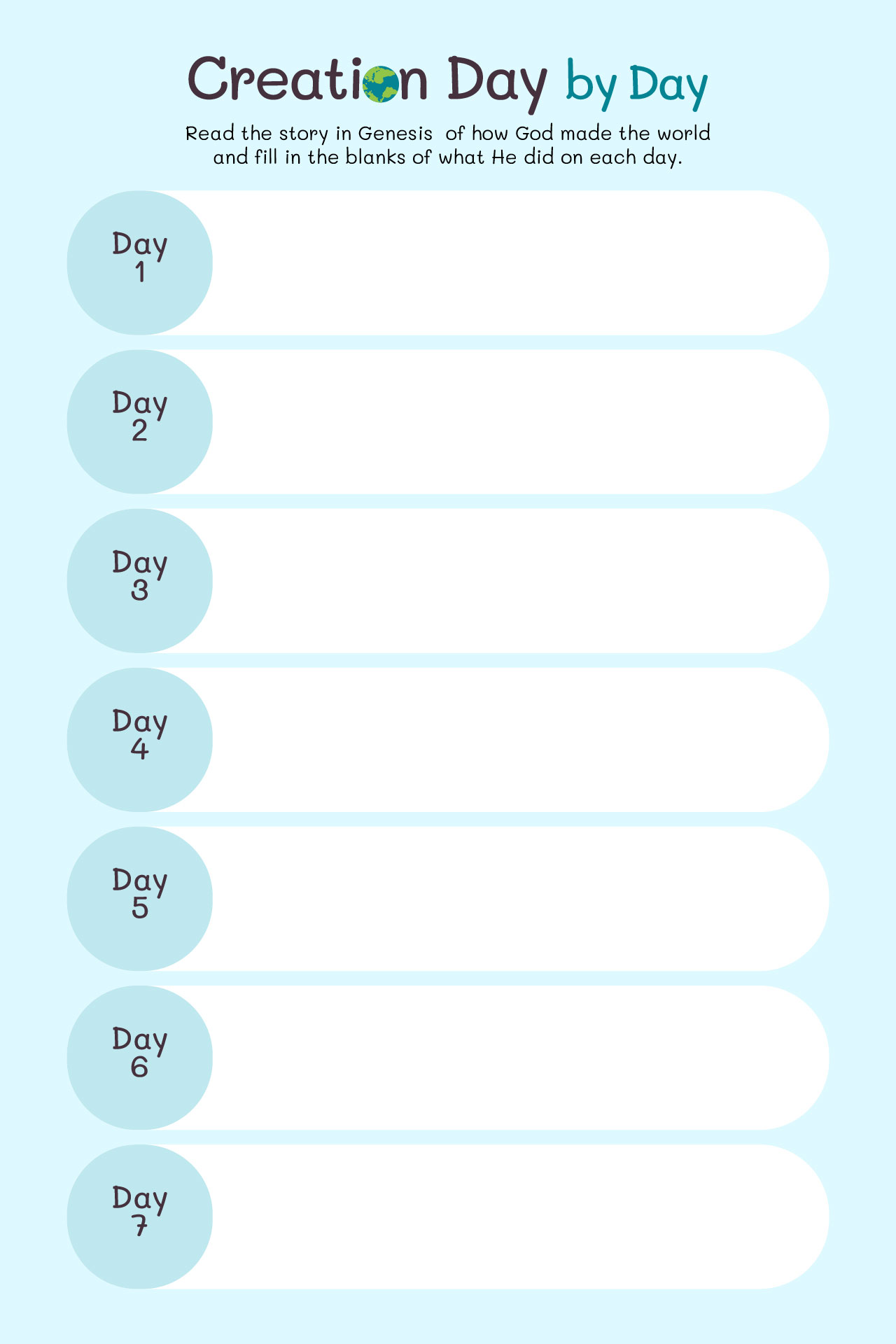 LDS Creation Story Printable Worksheet LDS Creation Story Printable Worksheet