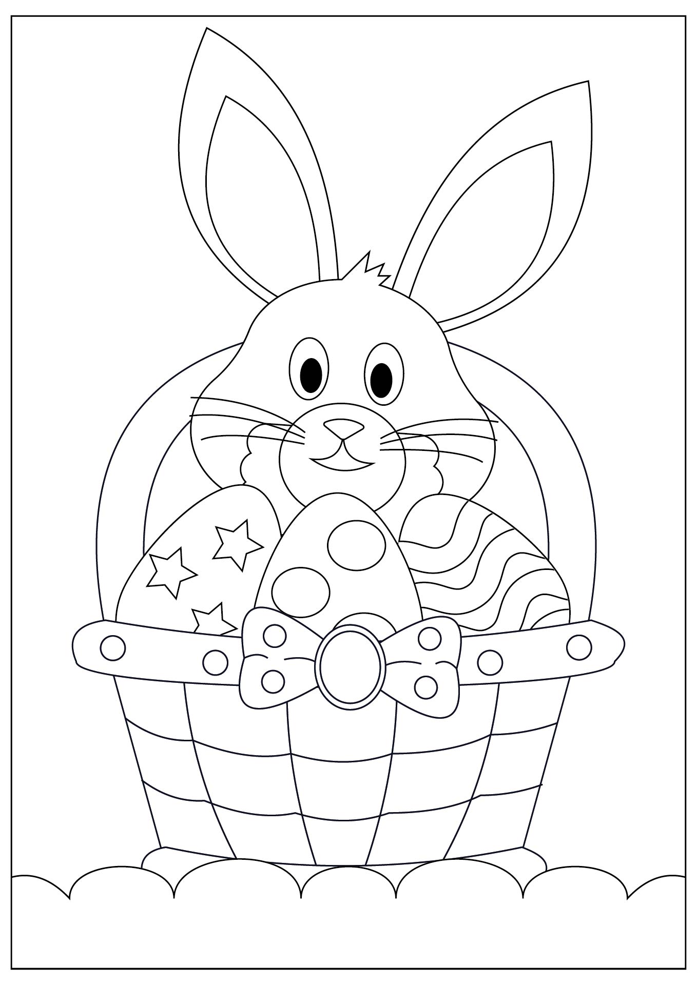 Cute and Fun Easter Bunny Basket Coloring Page