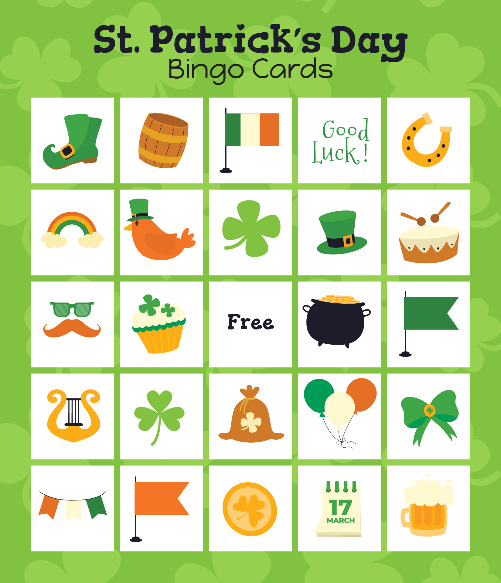 Disney St Patricks Day Bingo Cards