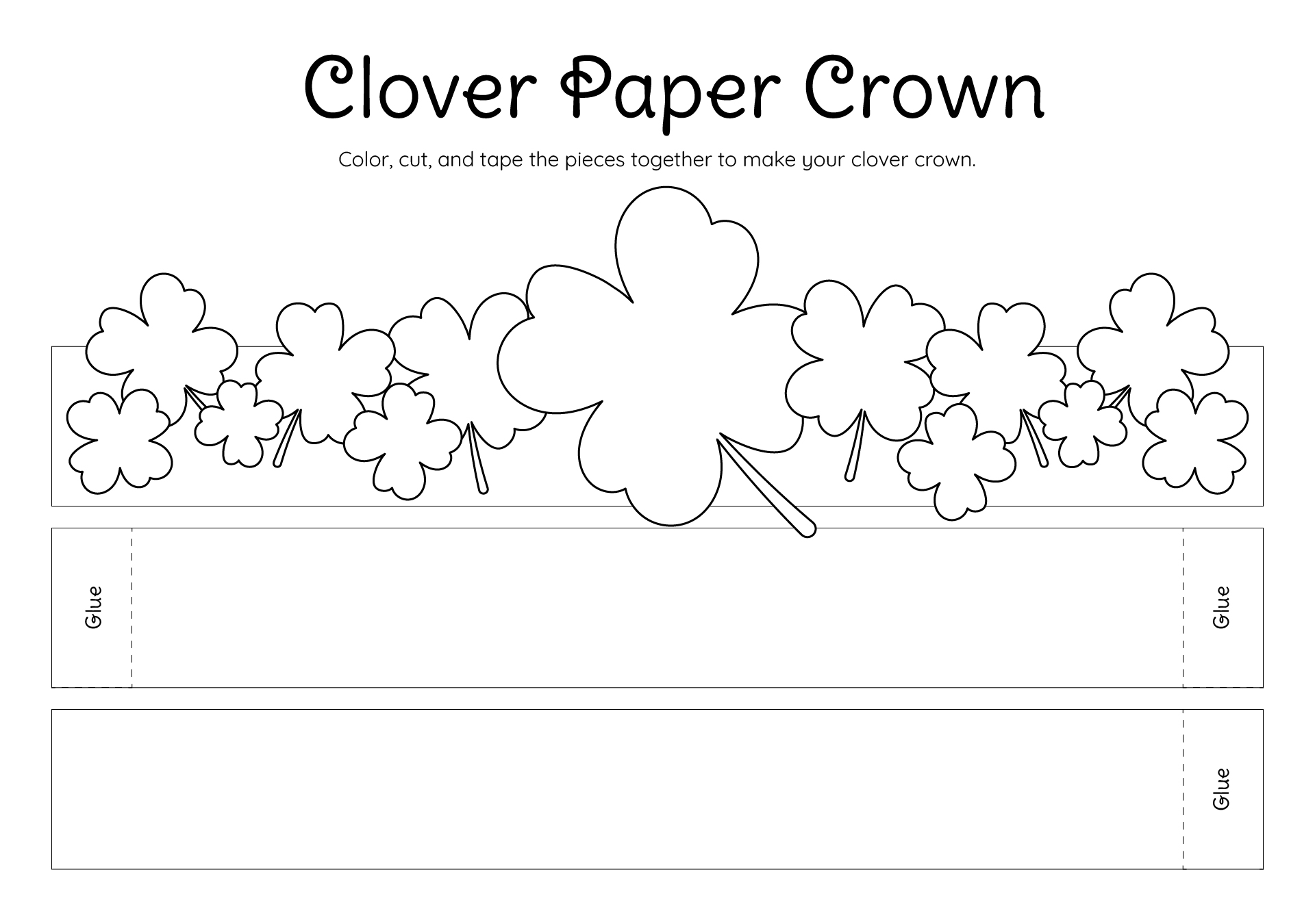 Four Leaf Clover Paper Crown Template