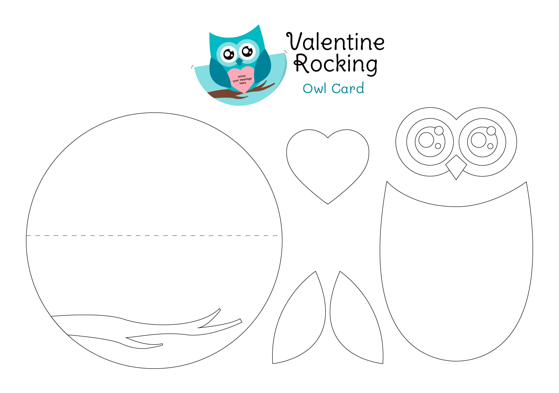 Valentine Rocking Owl Card Template