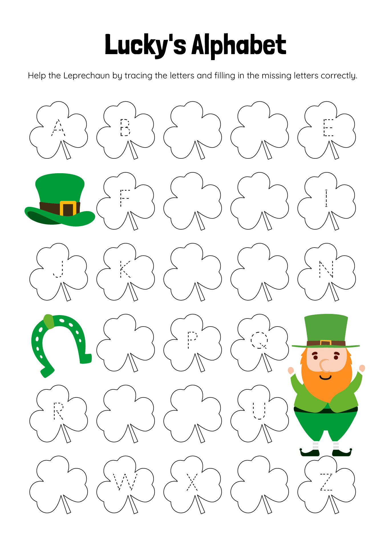 Shamrock Alphabet Practice Printables Shamrock Alphabet Practice Printables