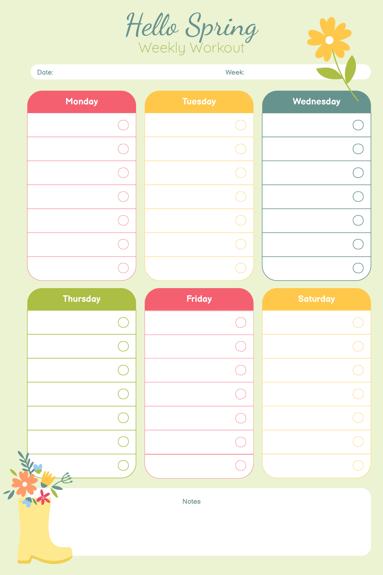 Spring Flower Garden Printable Planner