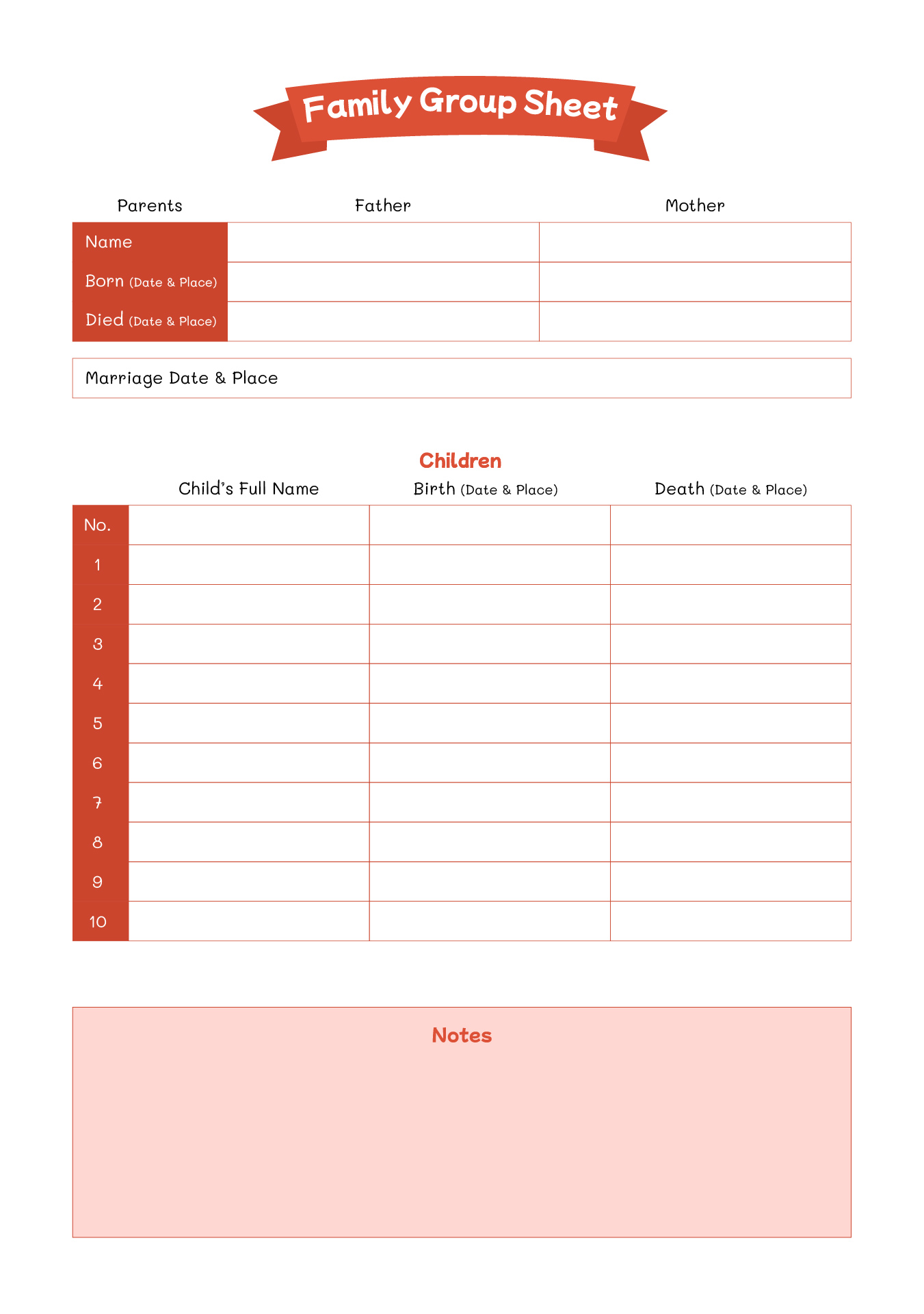 Genealogy Family Group Sheets Printable Genealogy Family Group Sheets Printable