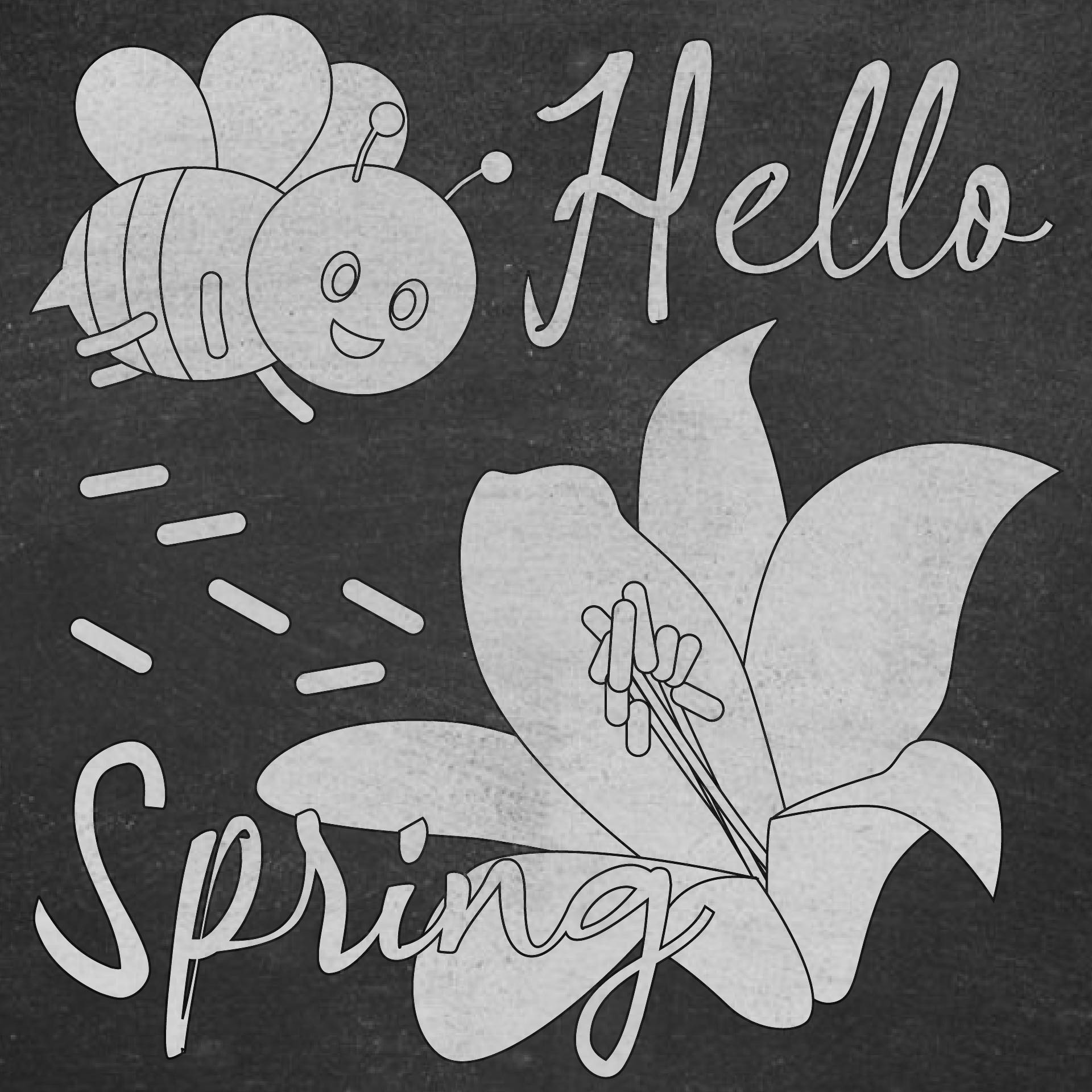 Hello Spring Chalkboard Art Print