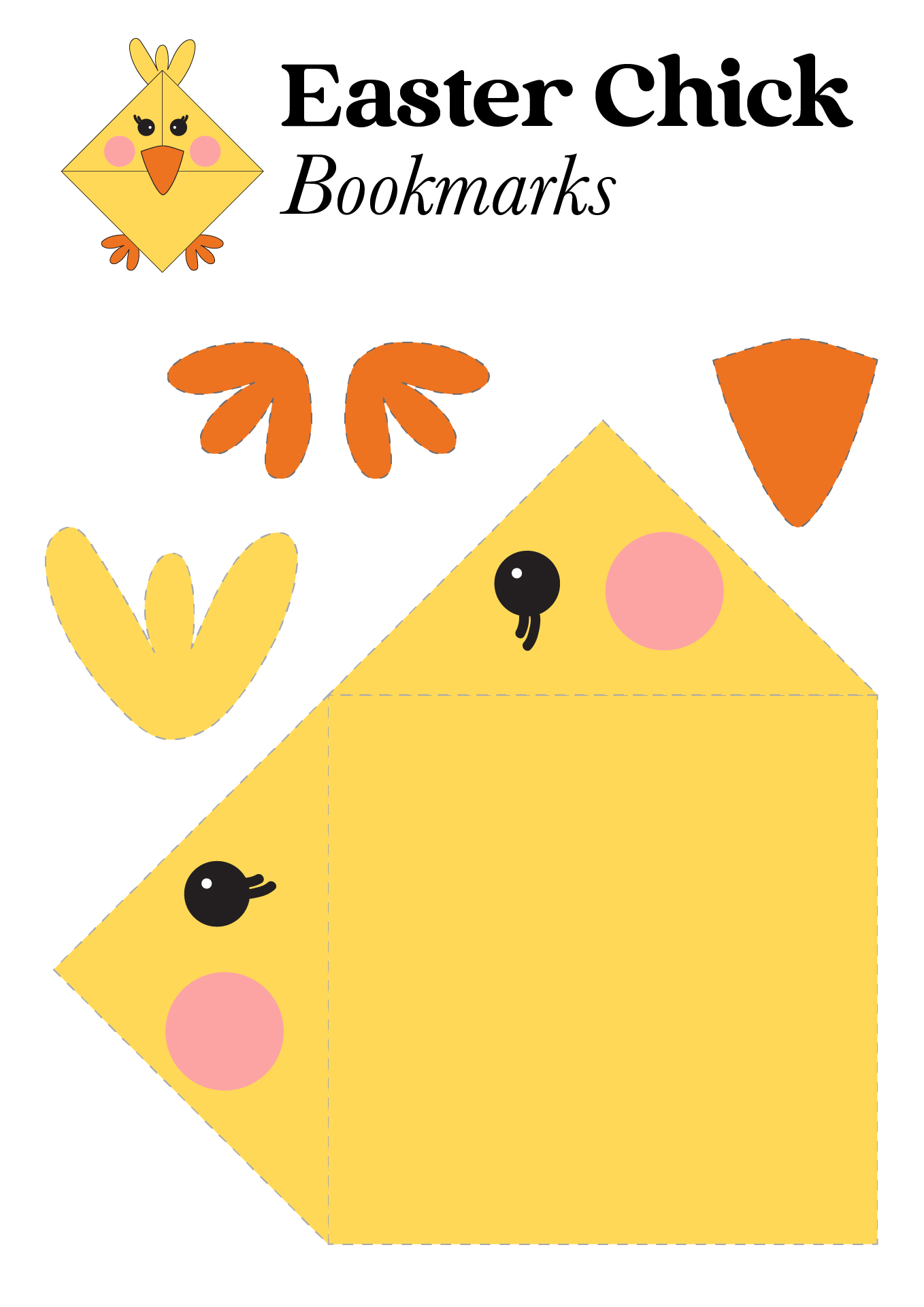 Kids Craft Easter Chick Bookmarks