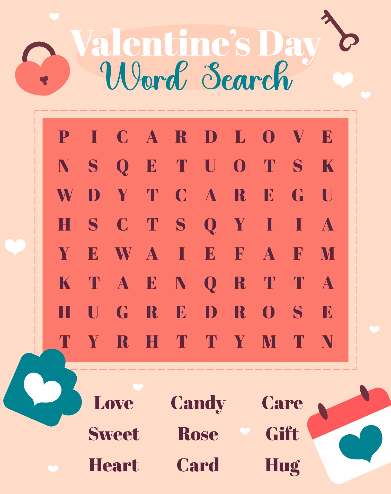 Kids Valentines Day Word Search Printables