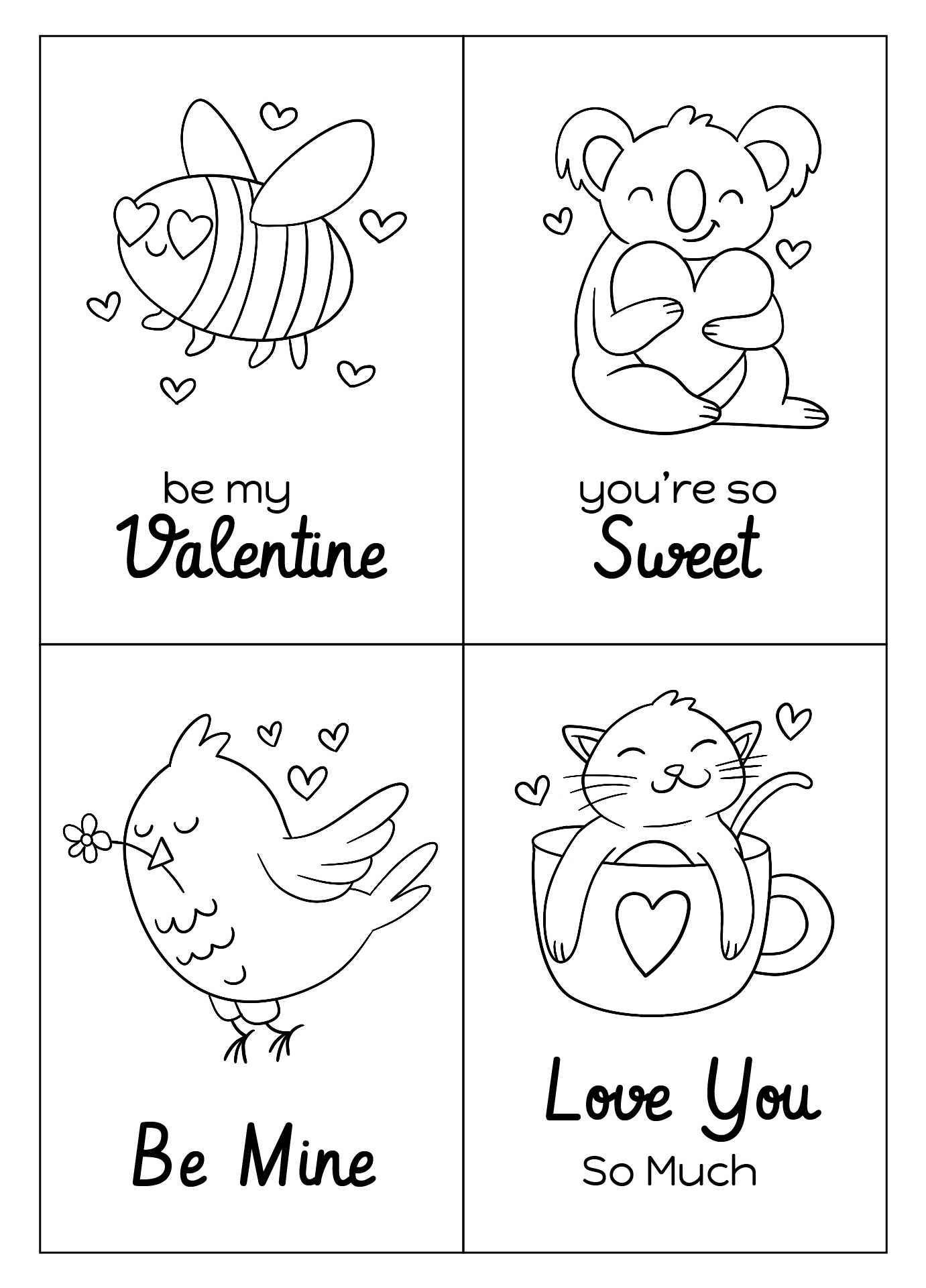 Printable Black and White Valentine Cards Printable Black and White Valentine Cards
