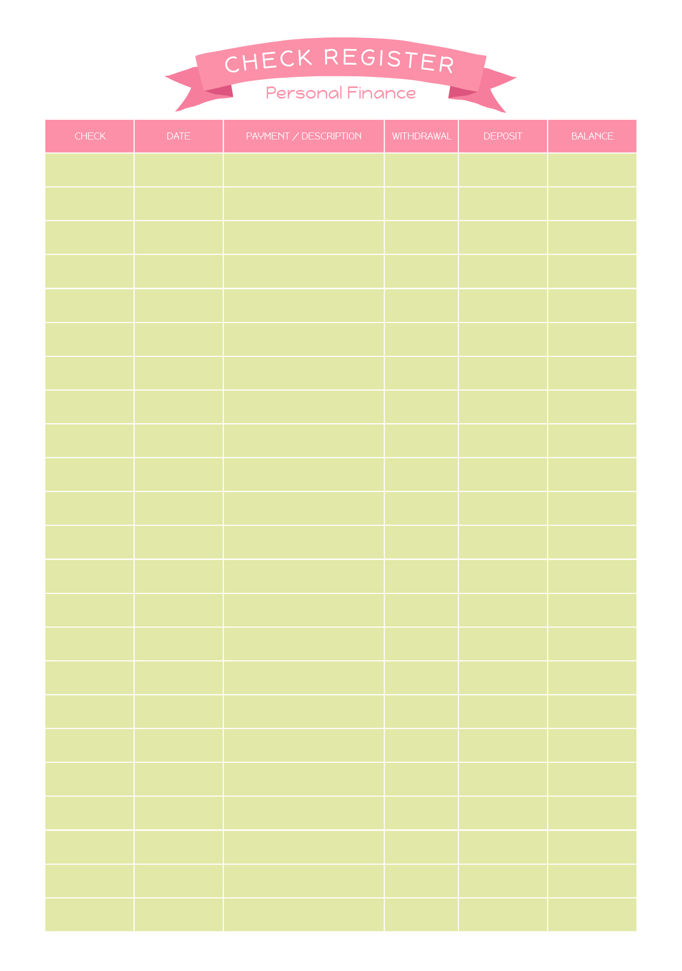 Printable Check Register Sheets for Personal Finance Printable Check Register Sheets for Personal Finance