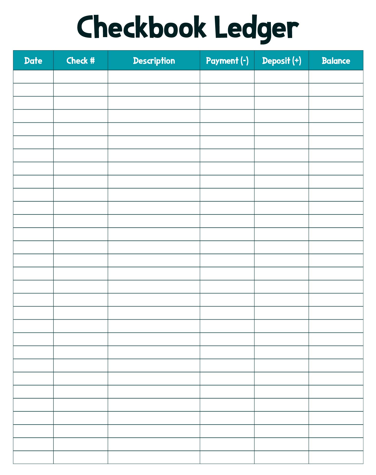 Printable Checkbook Ledger Sheets Printable Checkbook Ledger Sheets