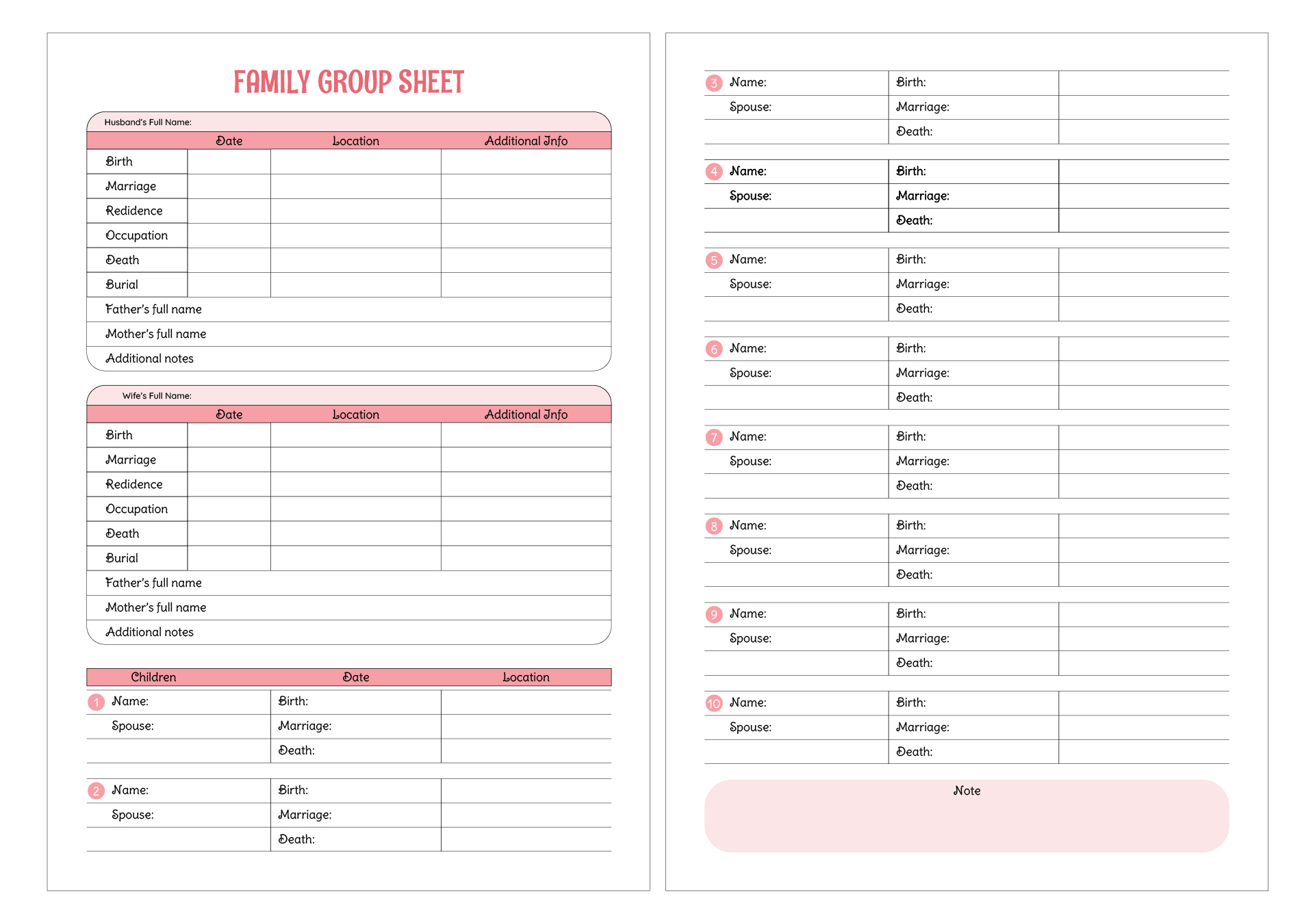 Printable Family Group Sheets for Family Tree Printable Family Group Sheets for Family Tree