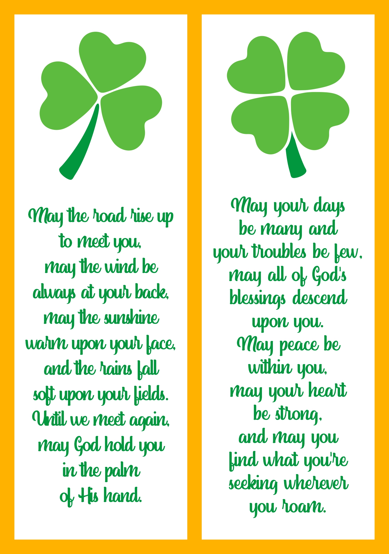 Printable Irish Proverbs Bookmarks