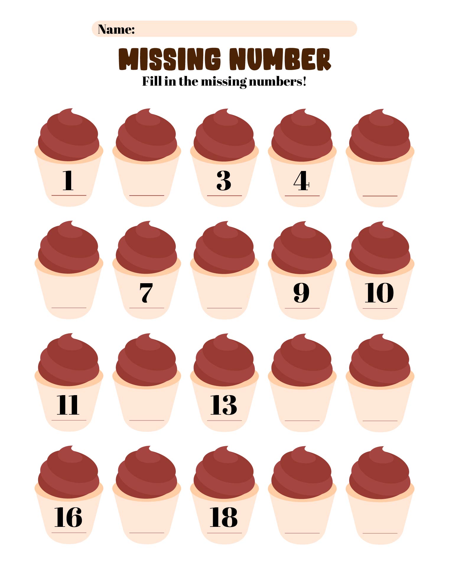 Printable Missing Number Activity Sheets