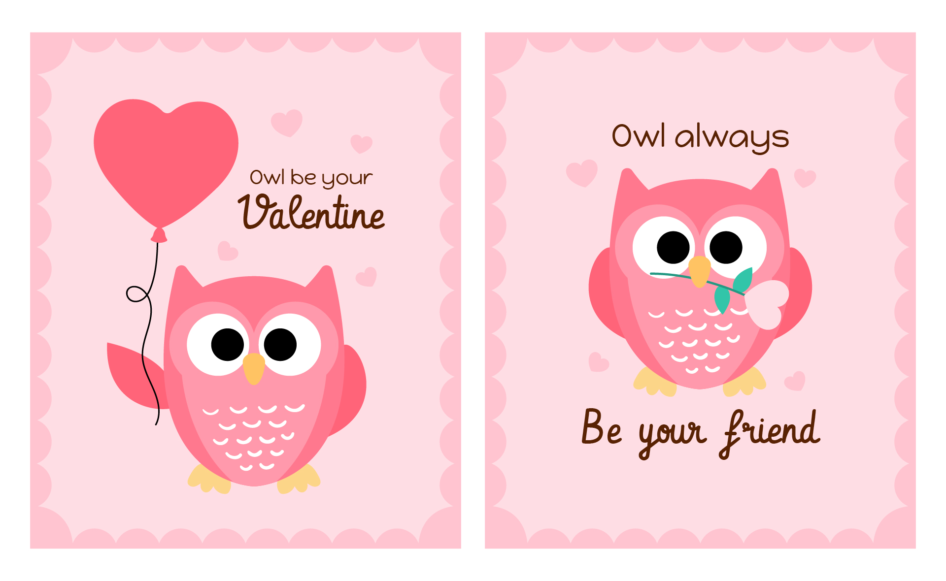 Printable Owl Valentine Cards for Preschoolers