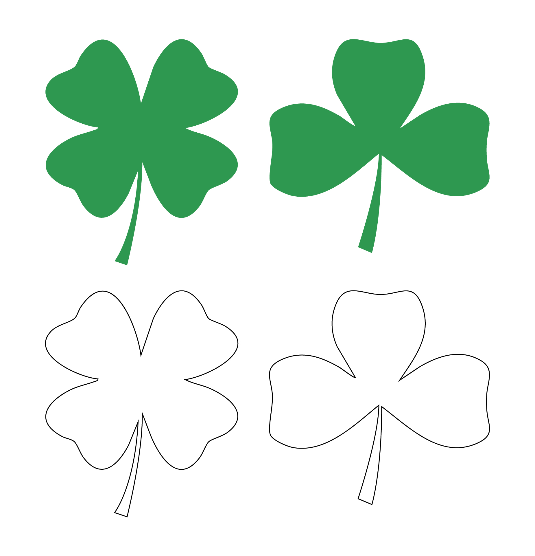 St. Patricks Day Shamrock Cutouts Printable St. Patricks Day Shamrock Cutouts Printable