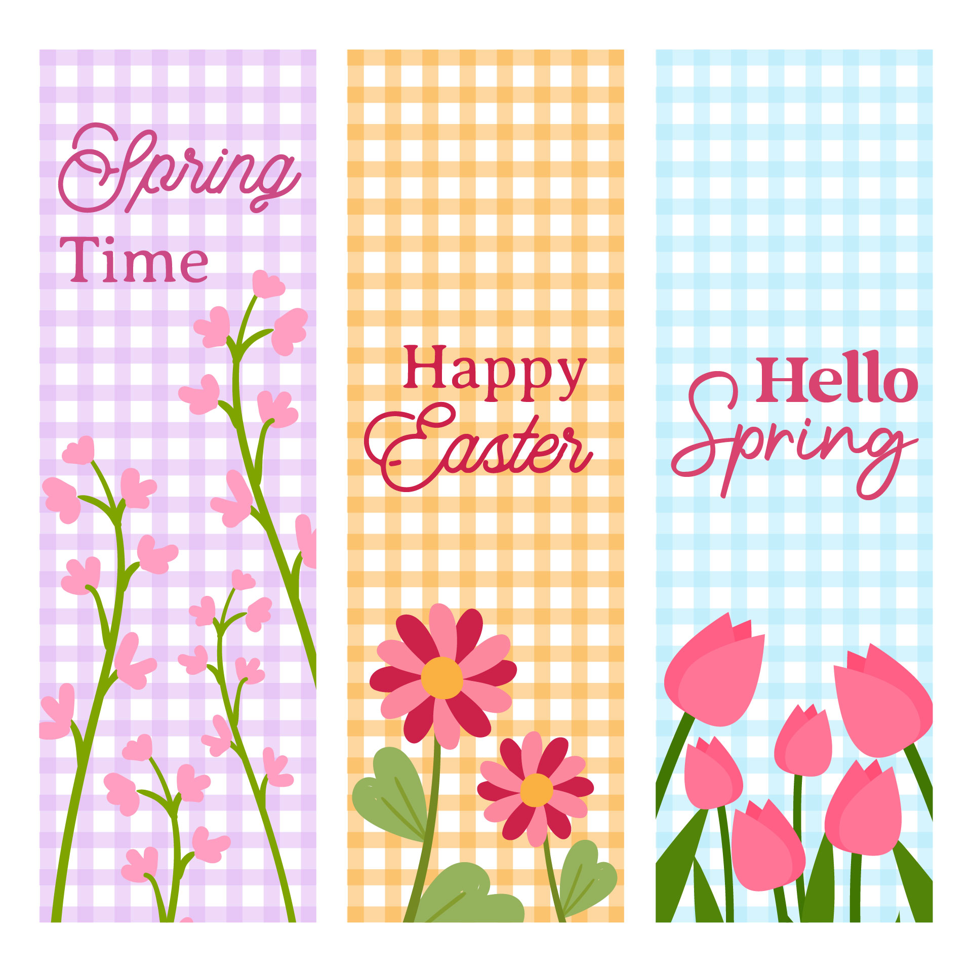 Printable Spring Flowers Easter Bookmarks