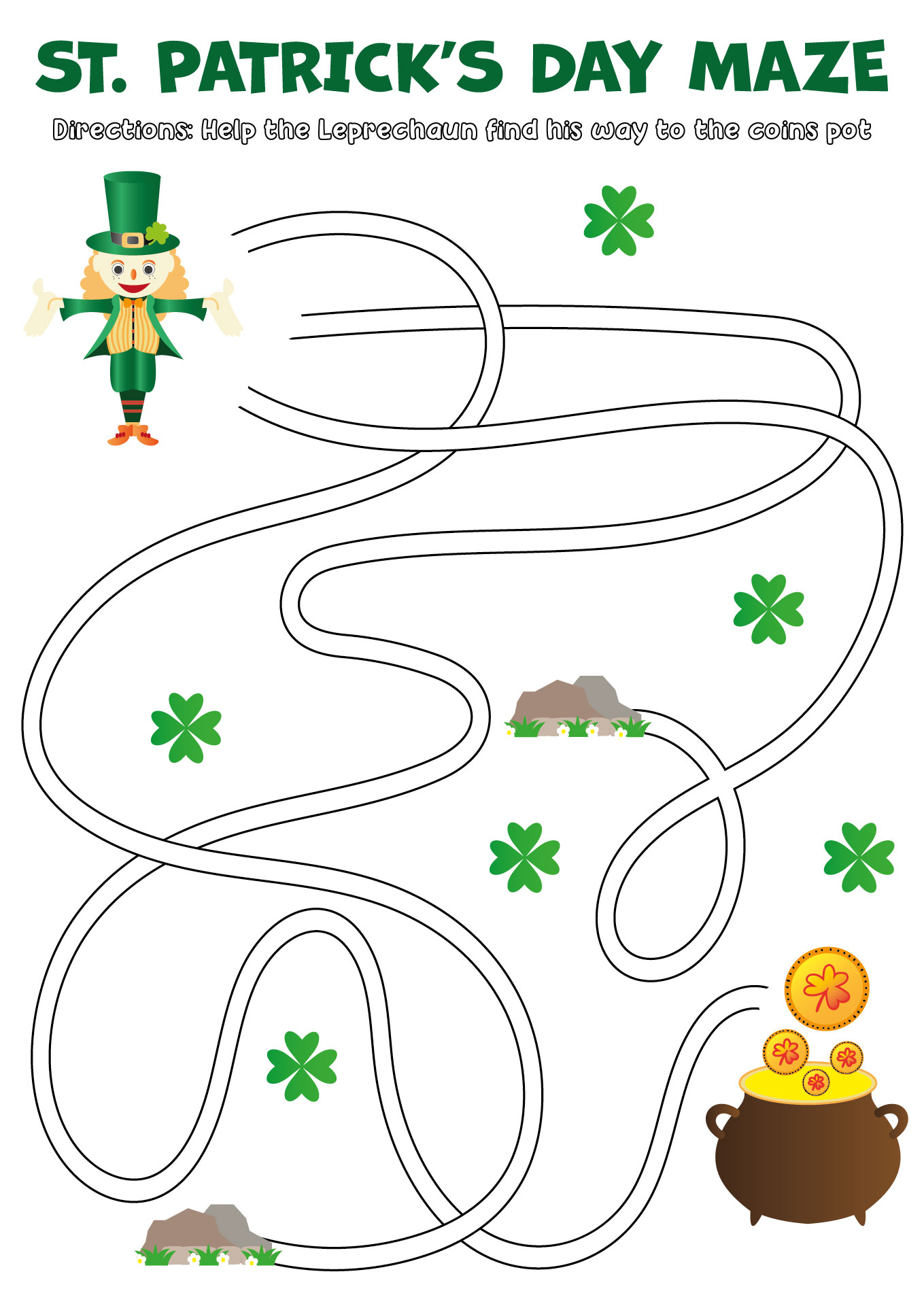 Printable St Patricks Day Maze Challenges