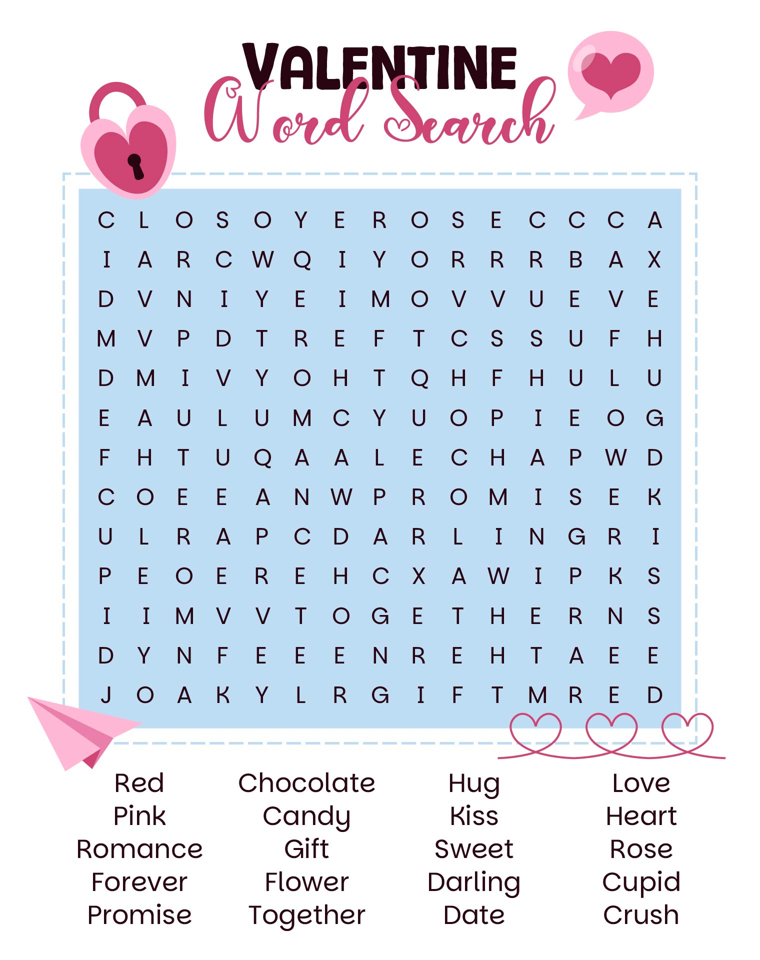 Printable Valentine Word Search Puzzles