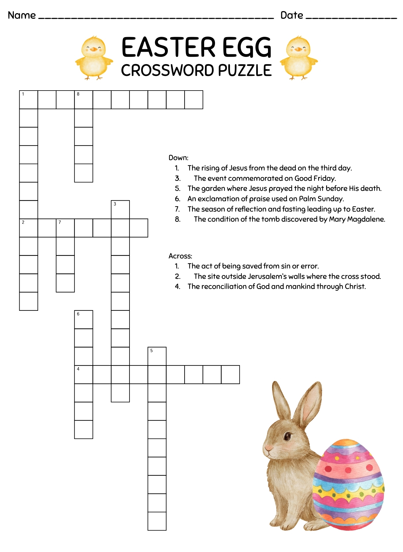 Religious Easter Crossword Puzzles