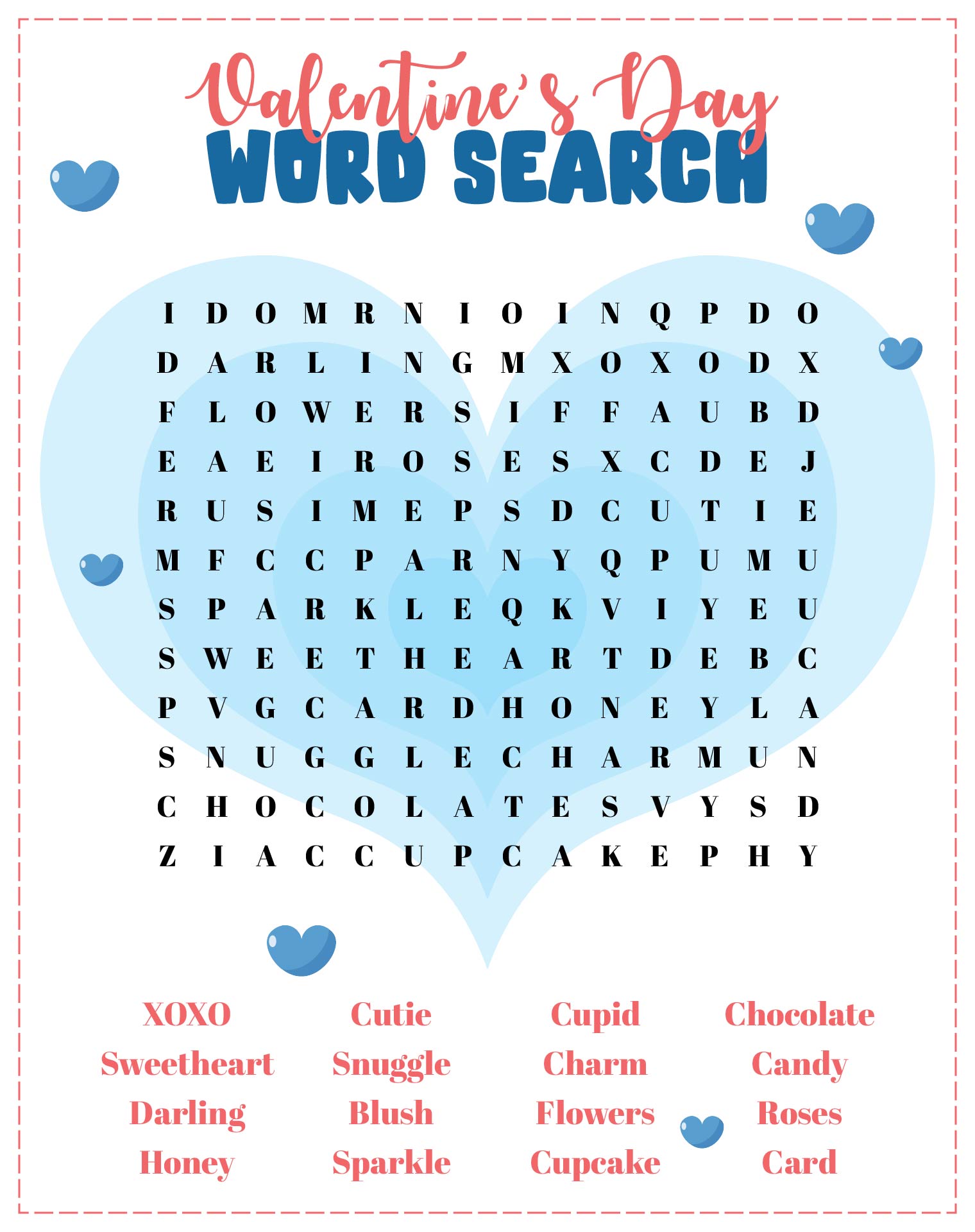 Romantic Valentines Day Word Search Puzzles
