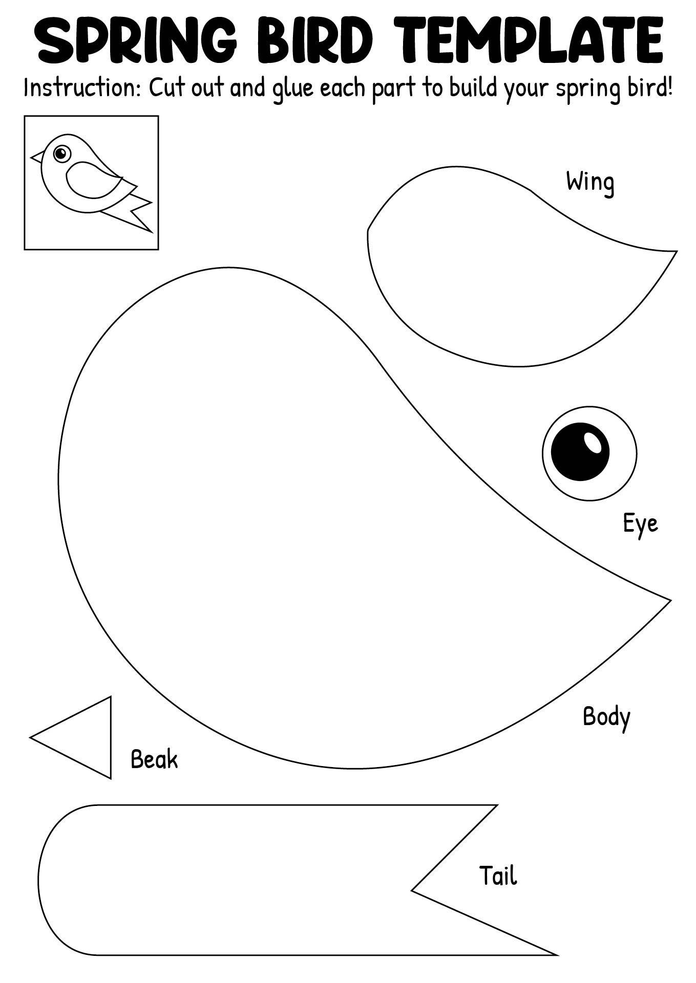 Spring Bird Cutouts Printable Spring Bird Cutouts Printable