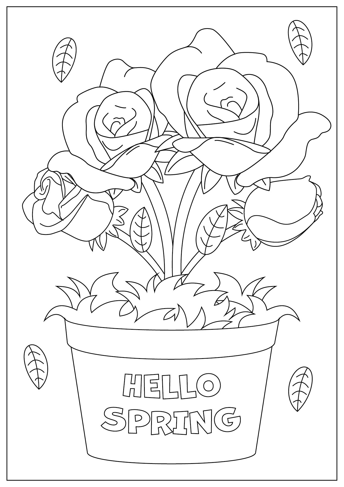 Springtime Roses Coloring Sheets