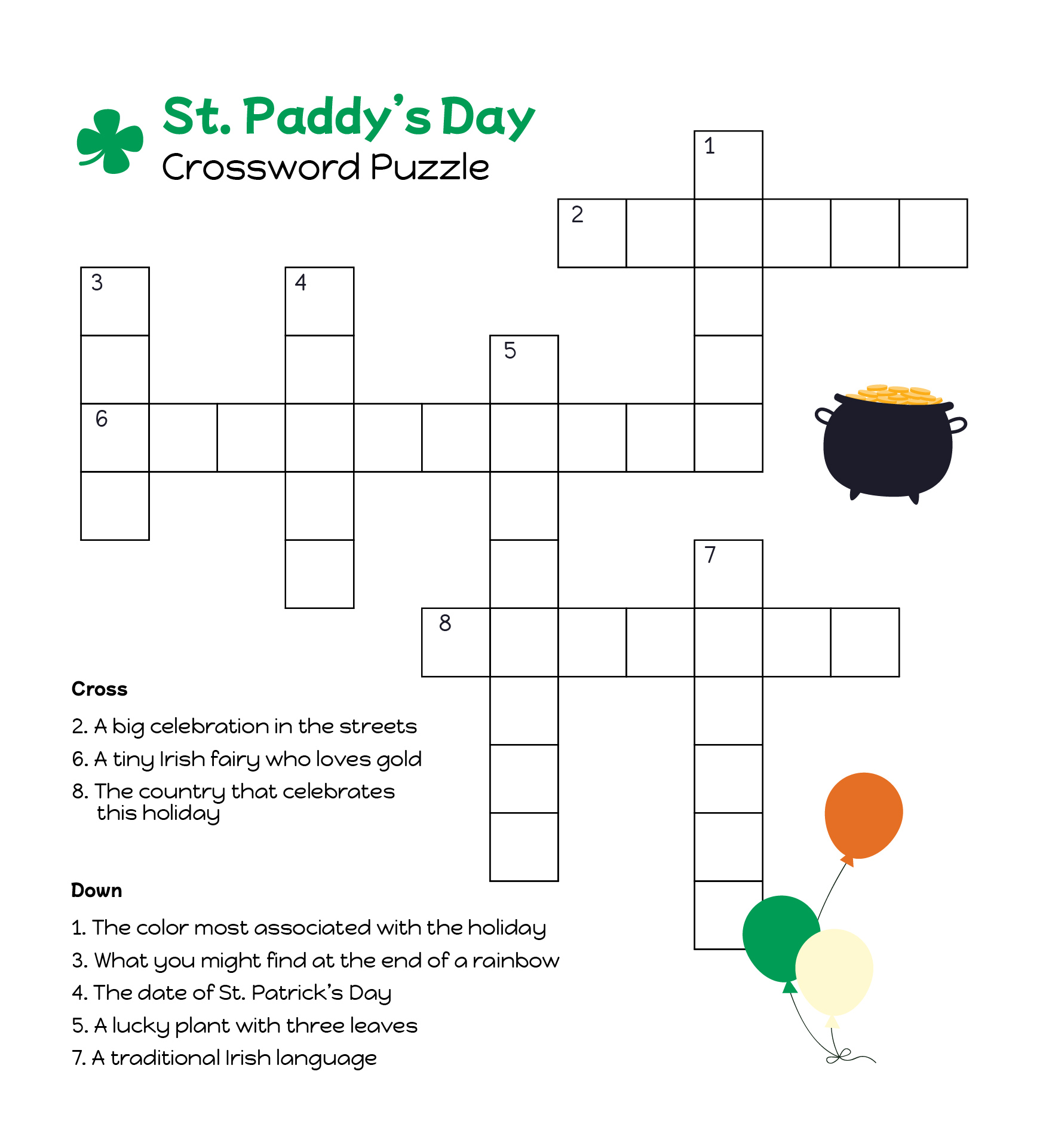 St Paddy’s Day Crossword Puzzles